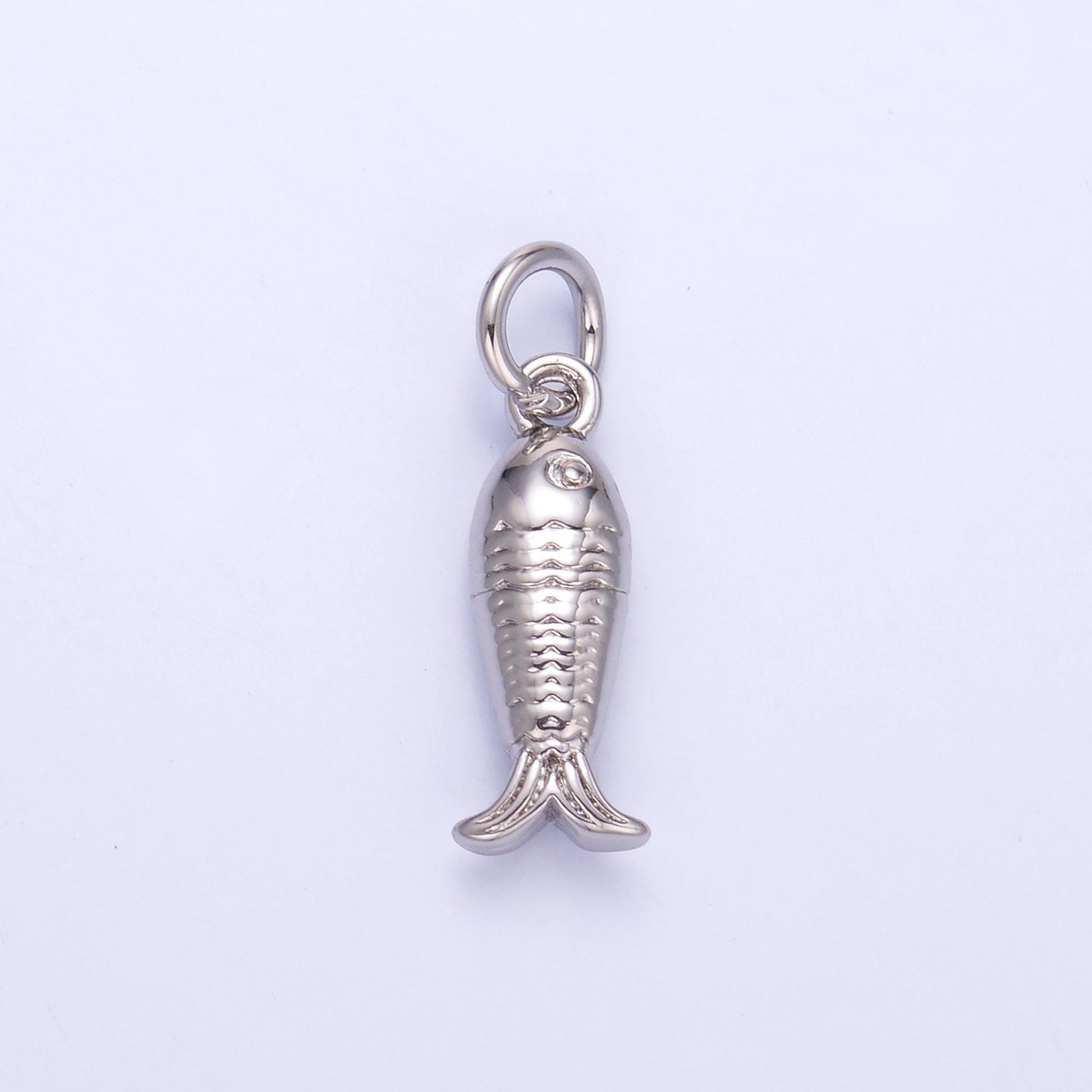 Silver Fish Charm 24K Gold Filled Fisher man Pendant Animal Bracelet Necklace for DIY Jewelry Making Supply N010