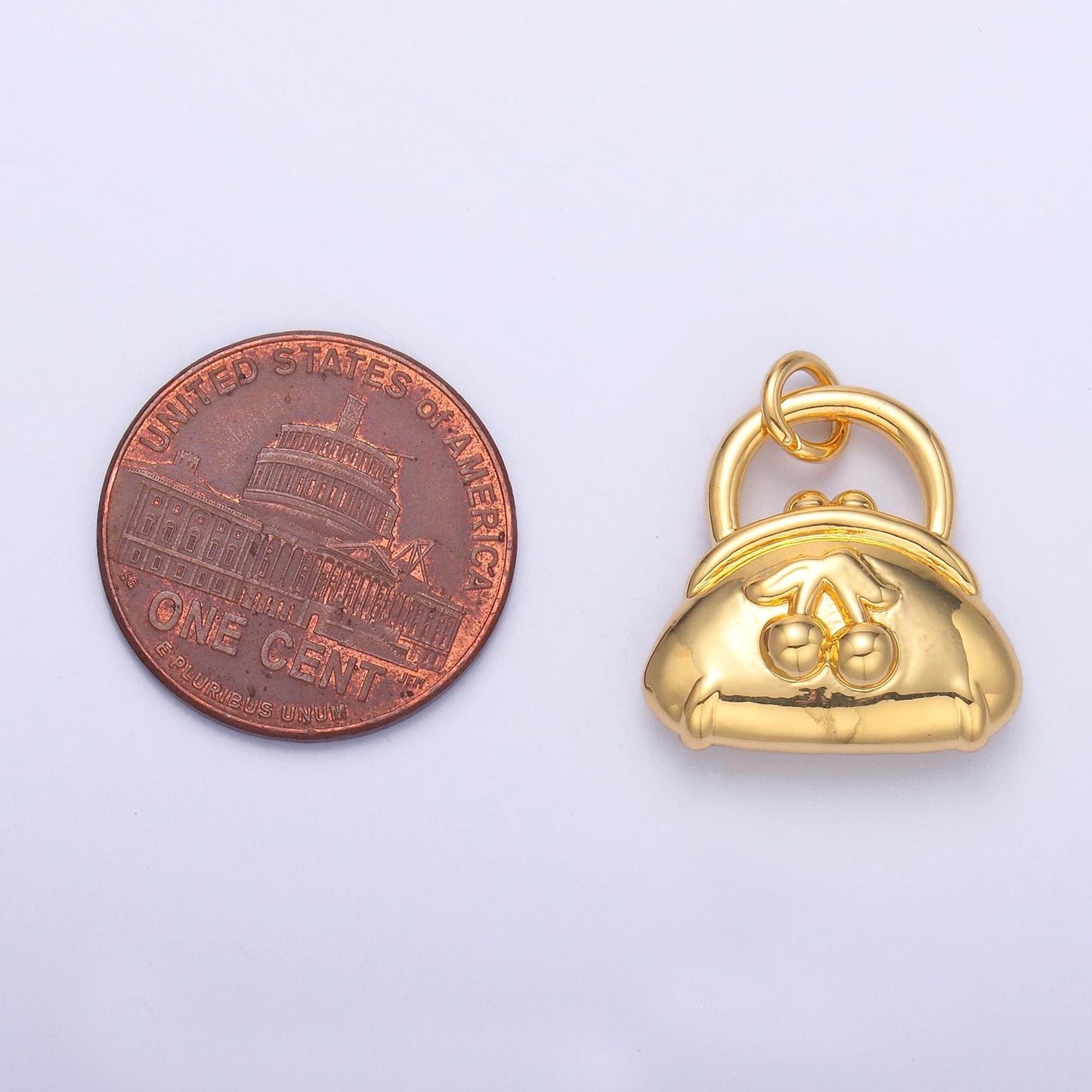24k gold Filled dainty purse bag Cherry Charm pendant for bracelet necklace component | N-001