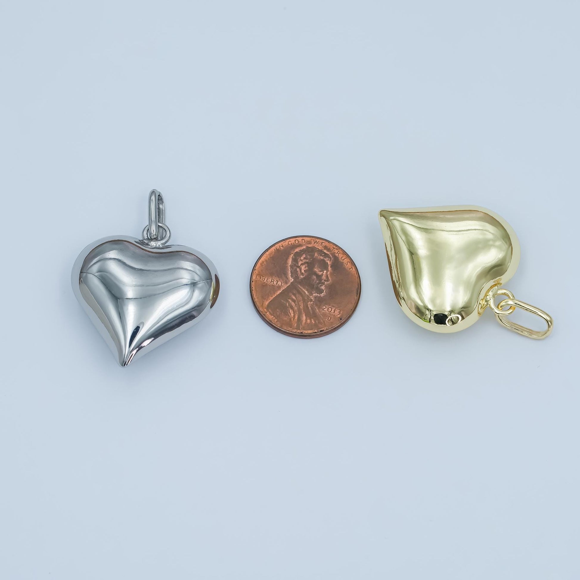 14k gold filled 25mm puffed minimalist heart charm Silver Heart charm | AA-1484