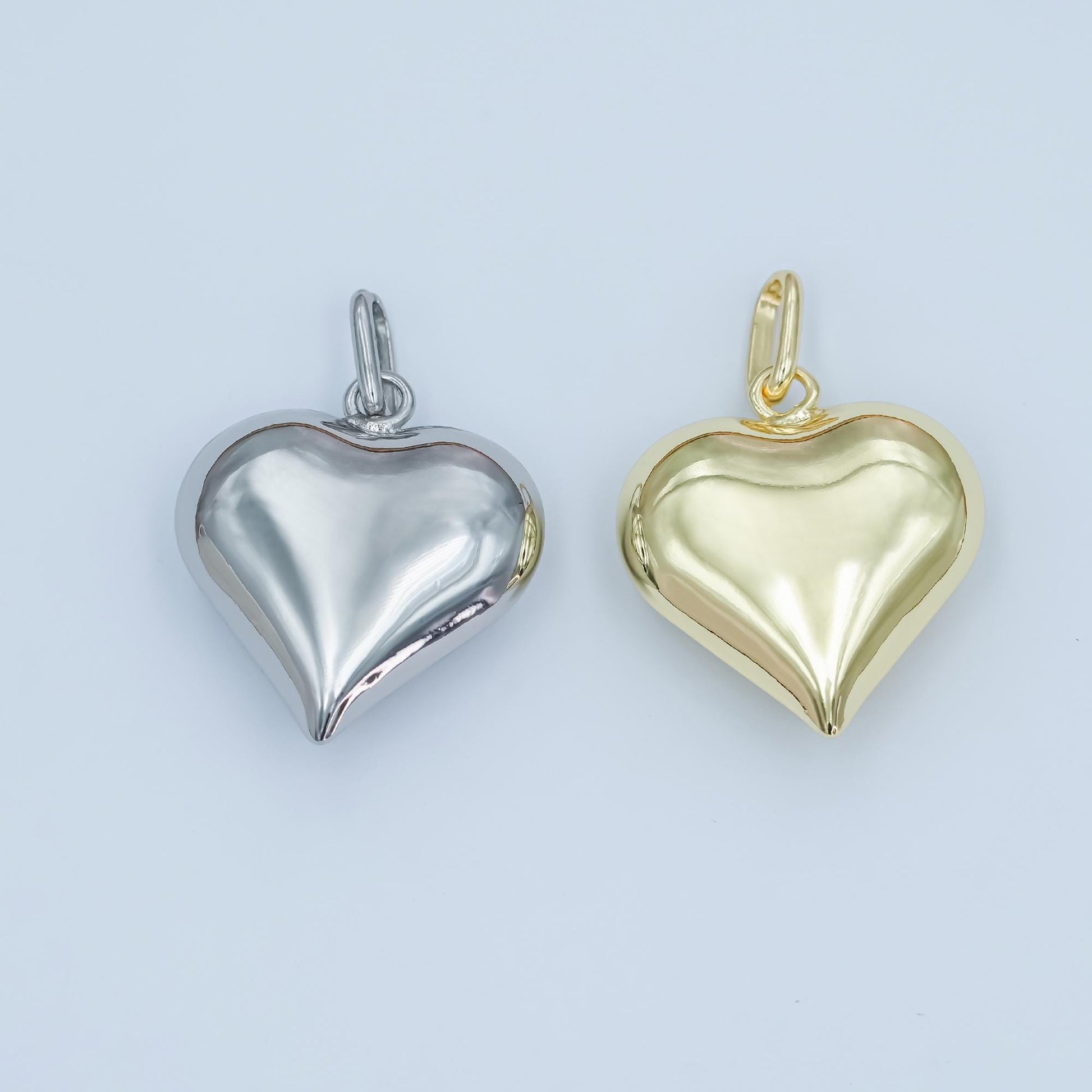 14k gold filled 25mm puffed minimalist heart charm Silver Heart charm | AA-1484