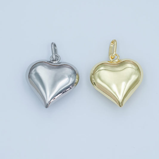 14k gold filled 25mm puffed minimalist heart charm Silver Heart charm | AA-1484