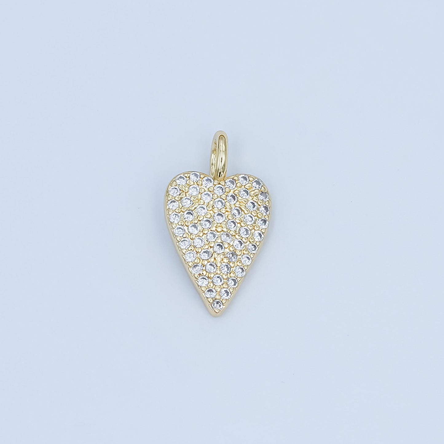 Dainty 24K Gold Filled Heart Charm Bracelet Micro Pave CZ Charm Necklace C-025