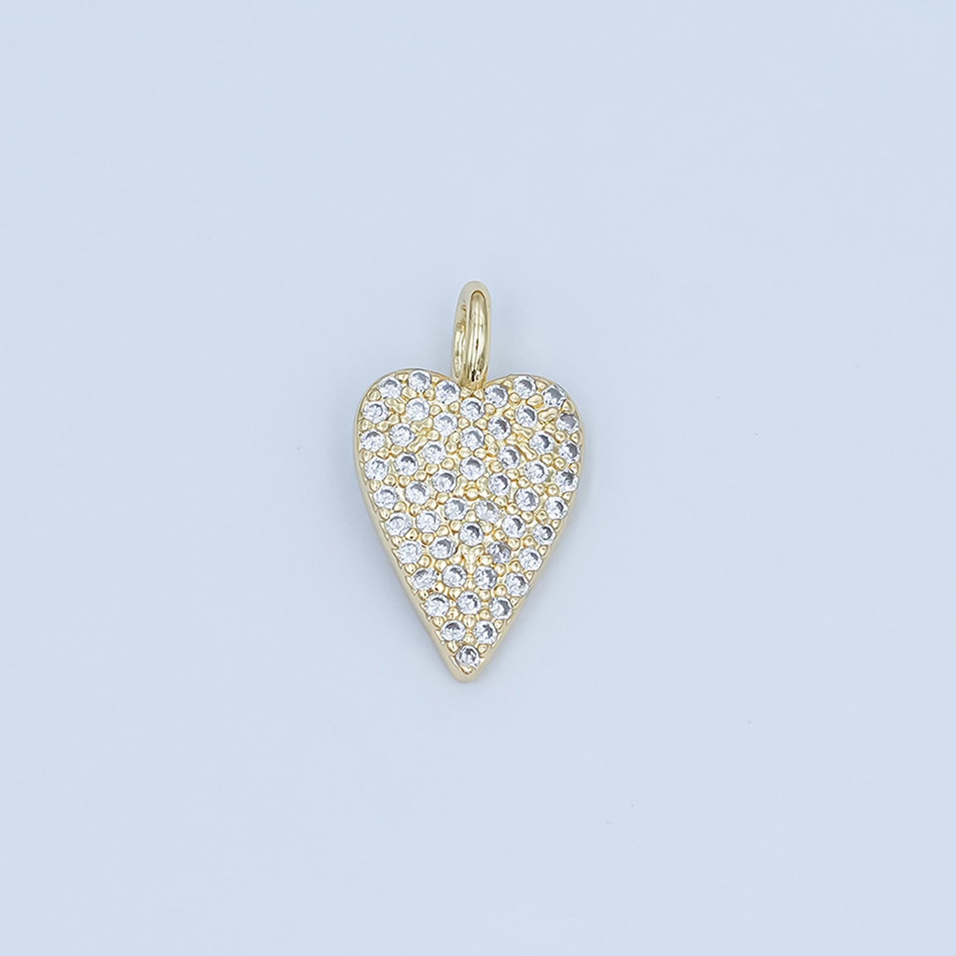 Dainty 24K Gold Filled Heart Charm Bracelet Micro Pave CZ Charm Necklace C-025