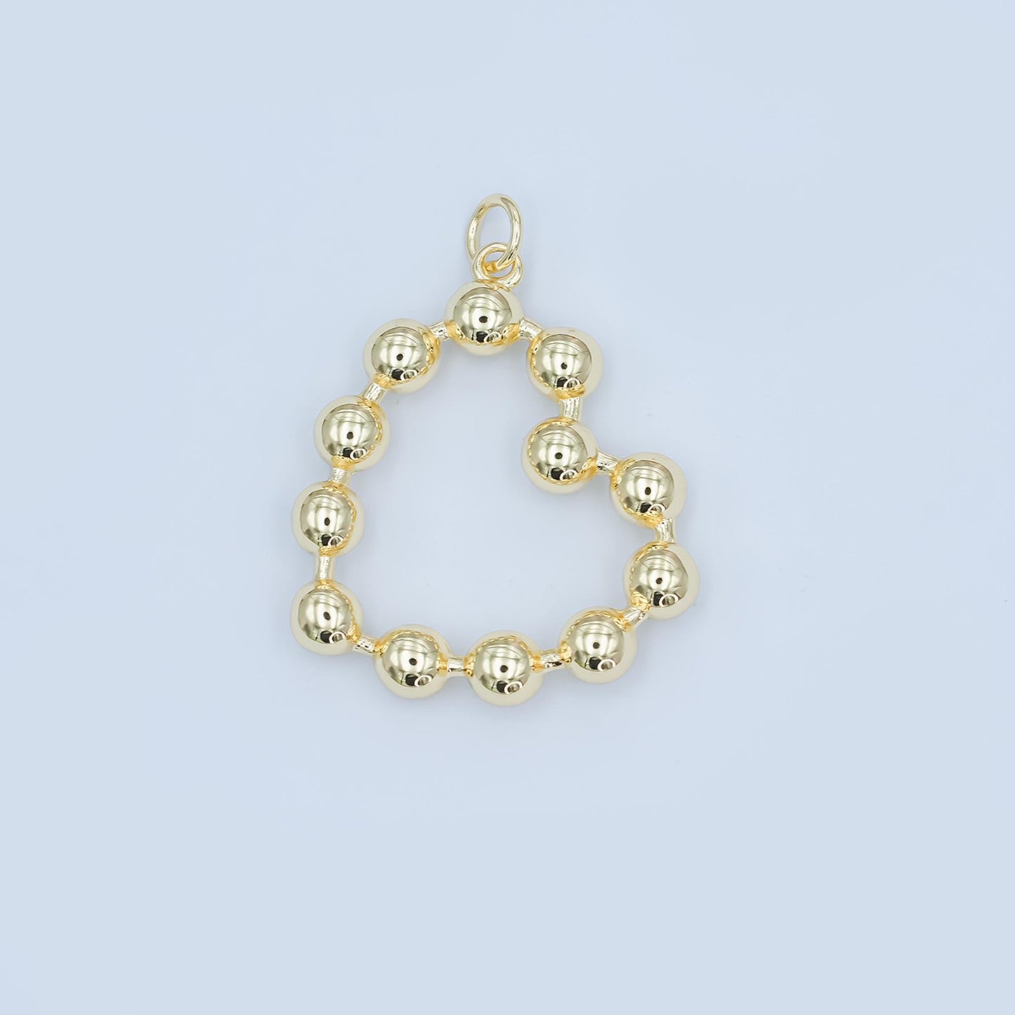 24K Gold Filled 30.5mm Beaded Bubble Heart Charm | M708