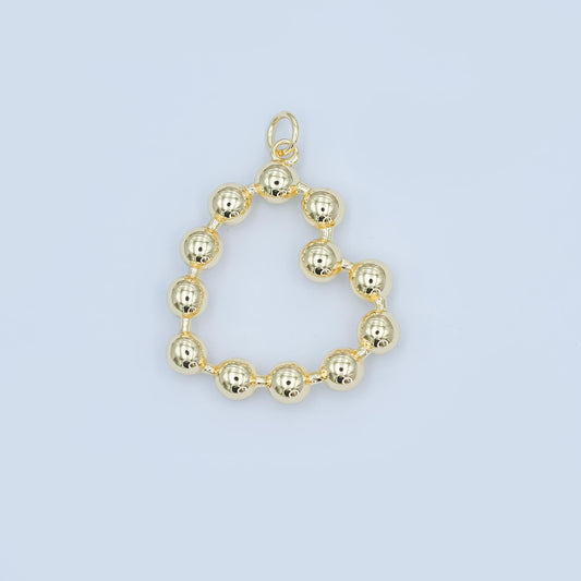 24K Gold Filled 30.5mm Beaded Bubble Heart Charm | M708