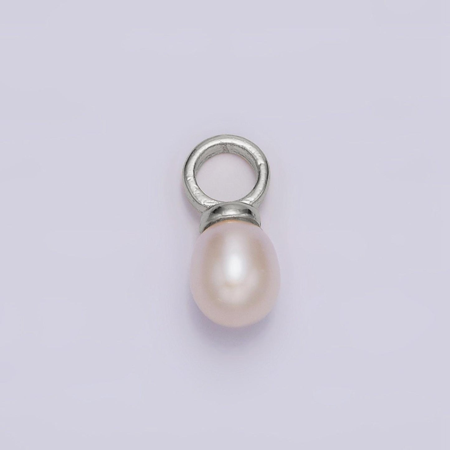 14k gold filled 13.5mm white freshwater pearl drop charm | p-1626
