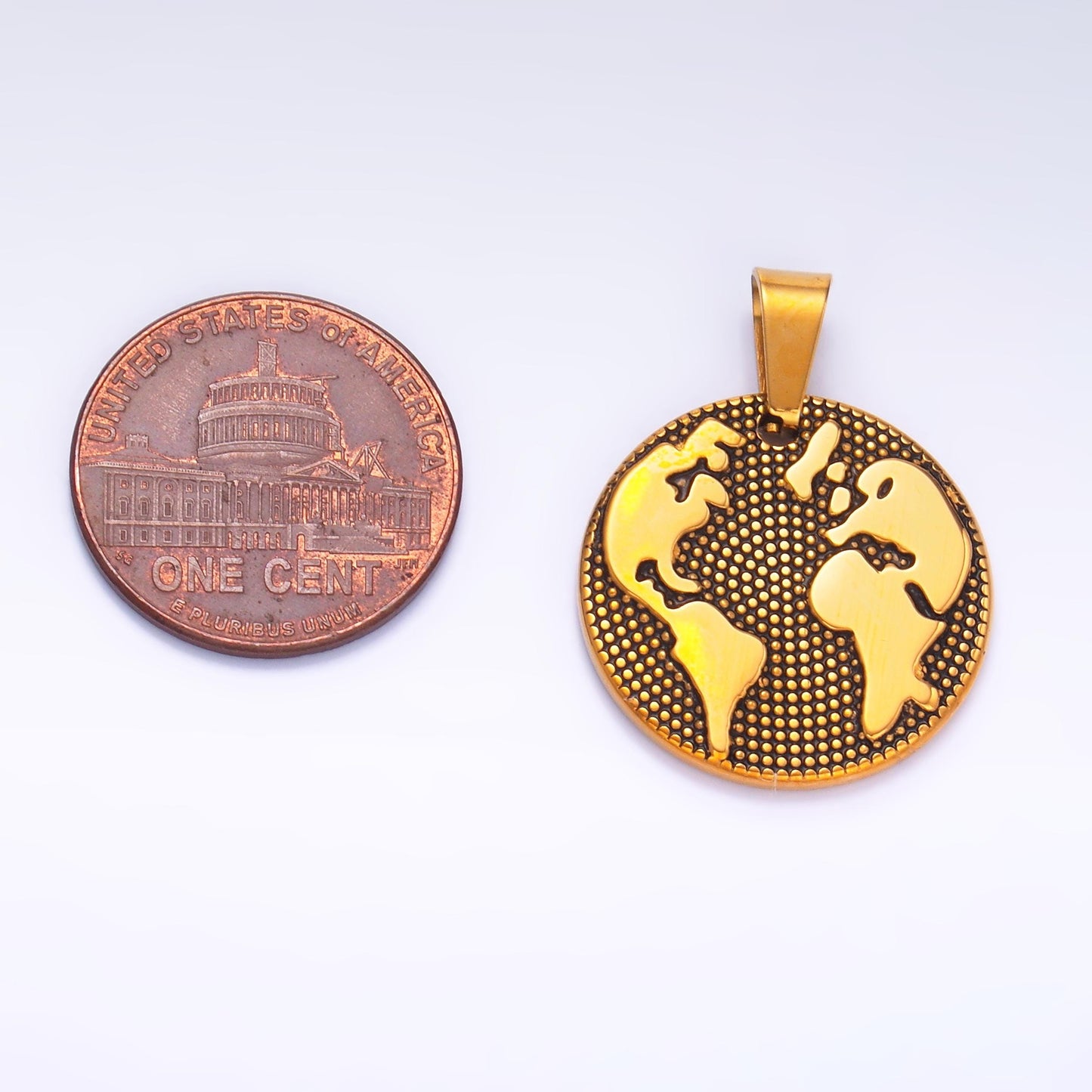 Gold World Charms PVD Plating over Stainless Steel Earth Day charms small continents, map pendants, globe charms P-1082