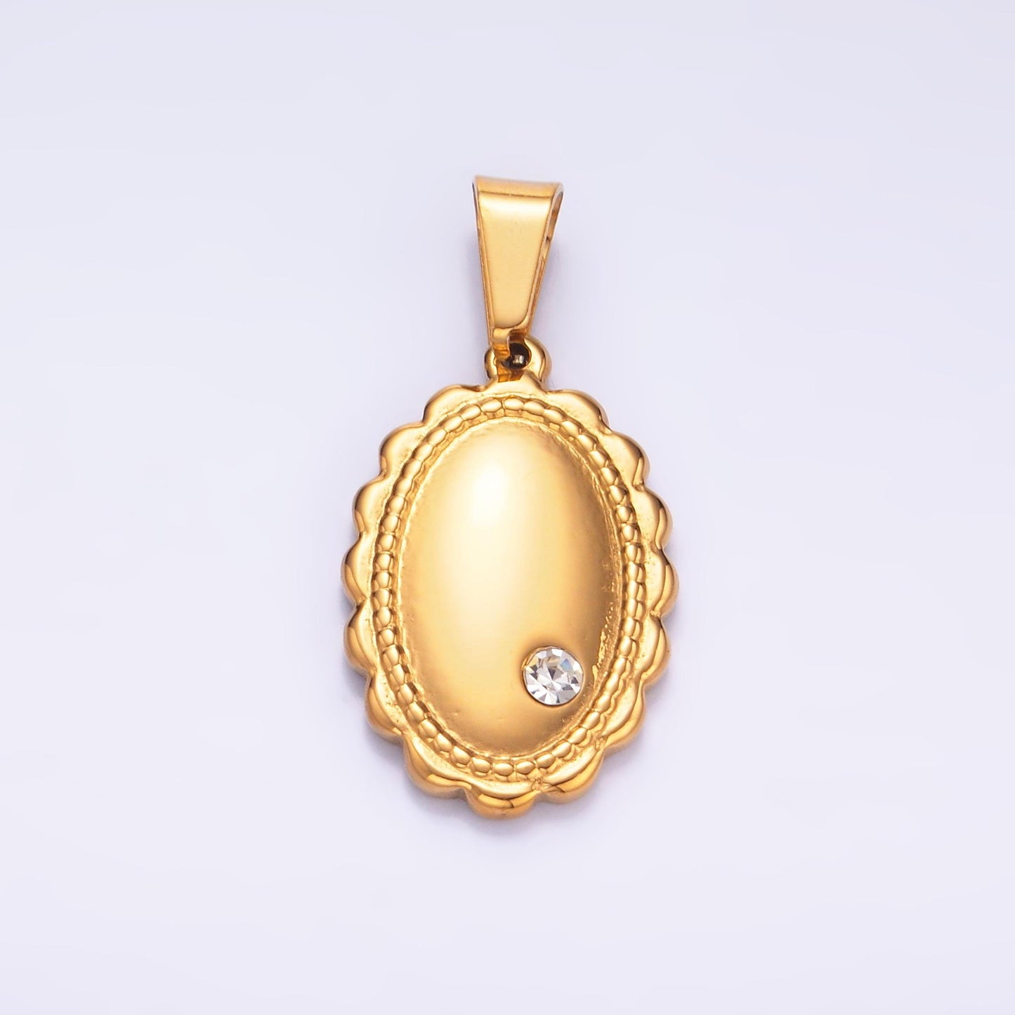 Mini PVD Gold Stainless Steel Oval Charm Medallion Jewelry Making Supply | P-719