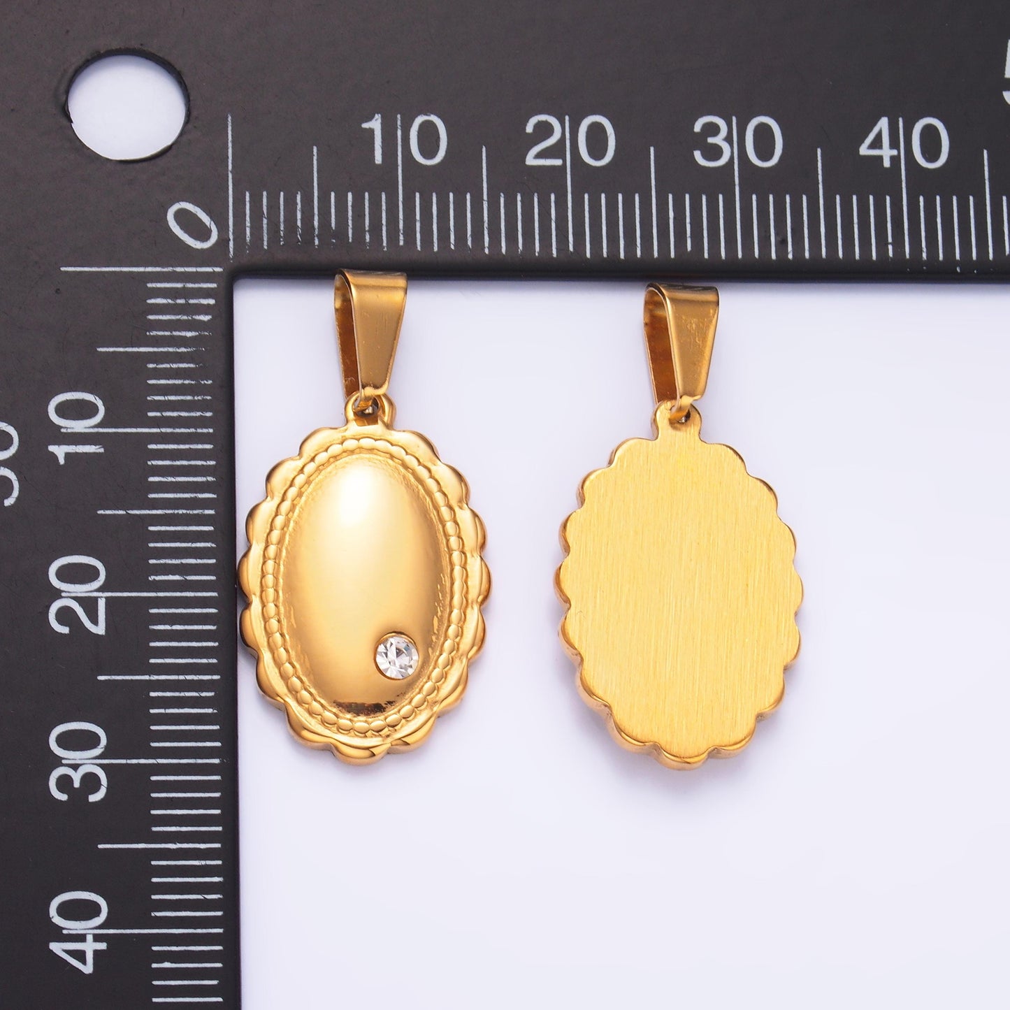 Mini PVD Gold Stainless Steel Oval Charm Medallion Jewelry Making Supply | P-719