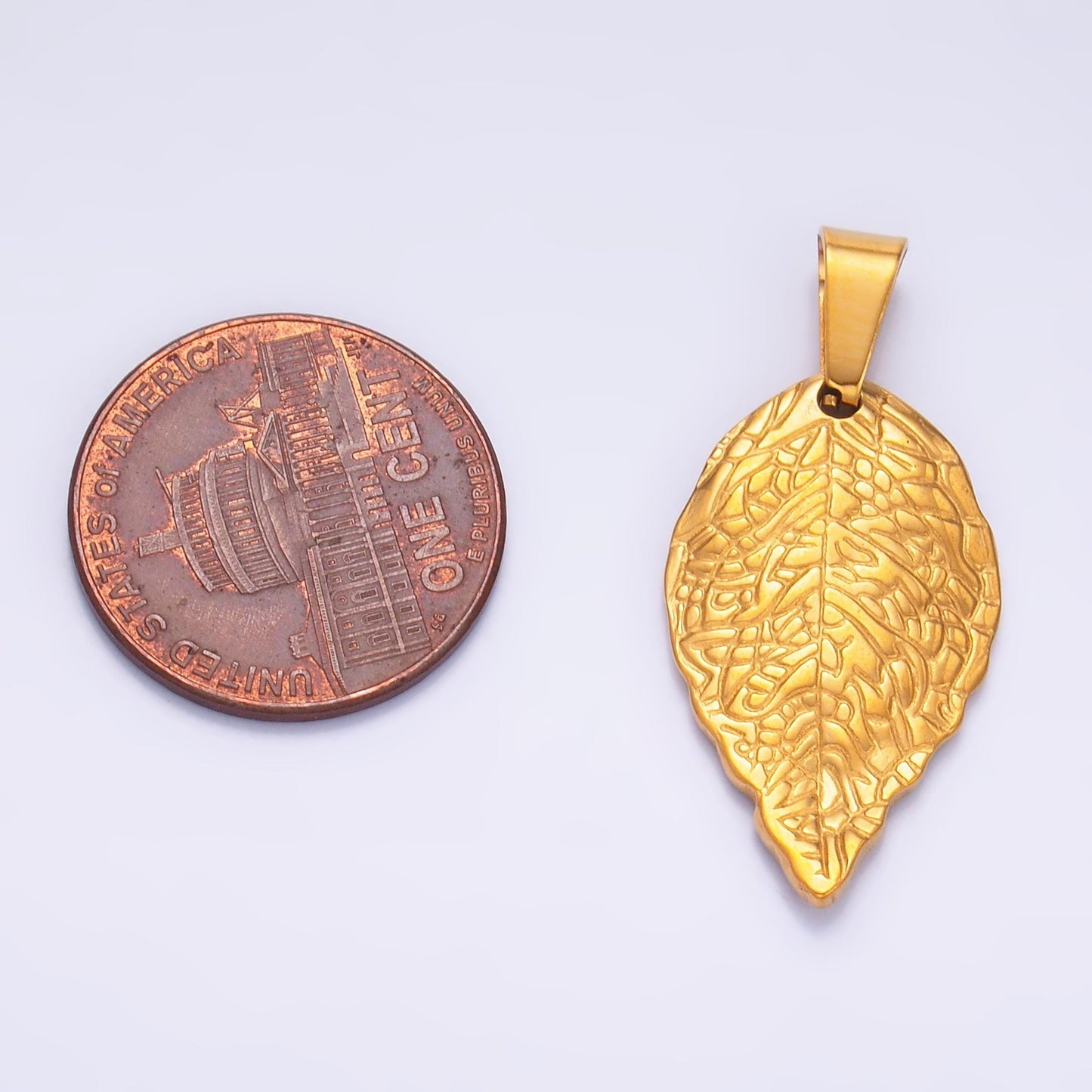 Gold Pvd Plating Stainless Steel Leaf Nature Charm P-1212