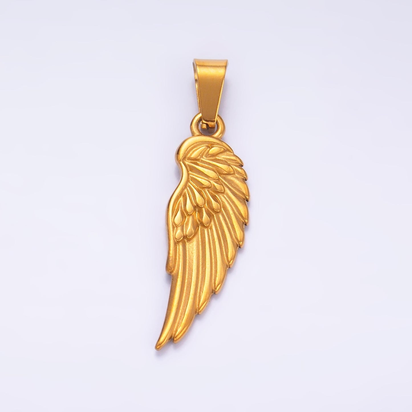 Gold Pvd Plating Stainless steel angel wing feather pendant dark angel charm for statement necklace | P-1210