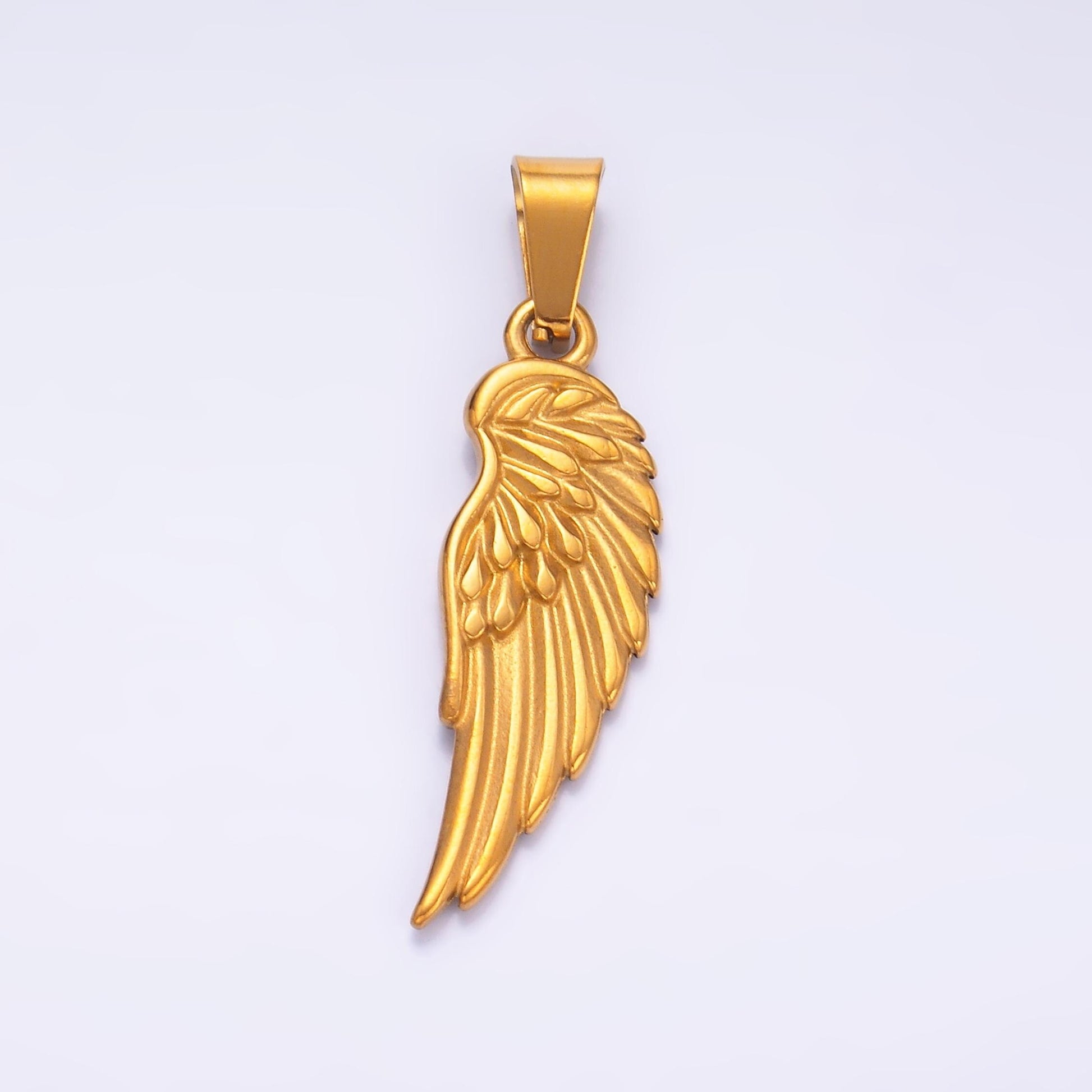 Gold Pvd Plating Stainless steel angel wing feather pendant dark angel charm for statement necklace | P-1210