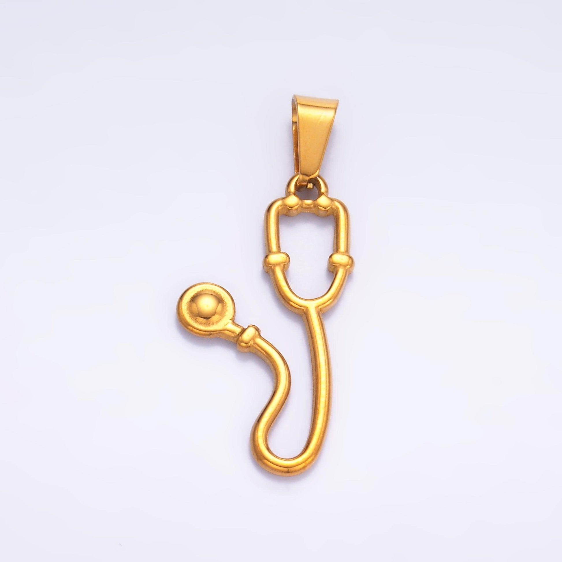 Gold Stethoscope Charms PVD Plating stethoscope Pendant for Nurse Doctor Gift Necklace DIY Jewelry Making Supply P-716