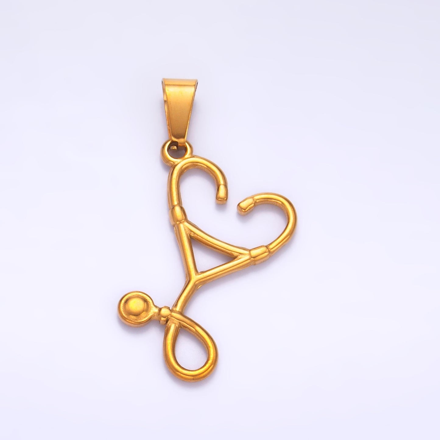 Gold Stethoscope Charms PVD Plating stethoscope Pendant for Nurse Doctor Gift Necklace DIY Jewelry Making Supply P-864