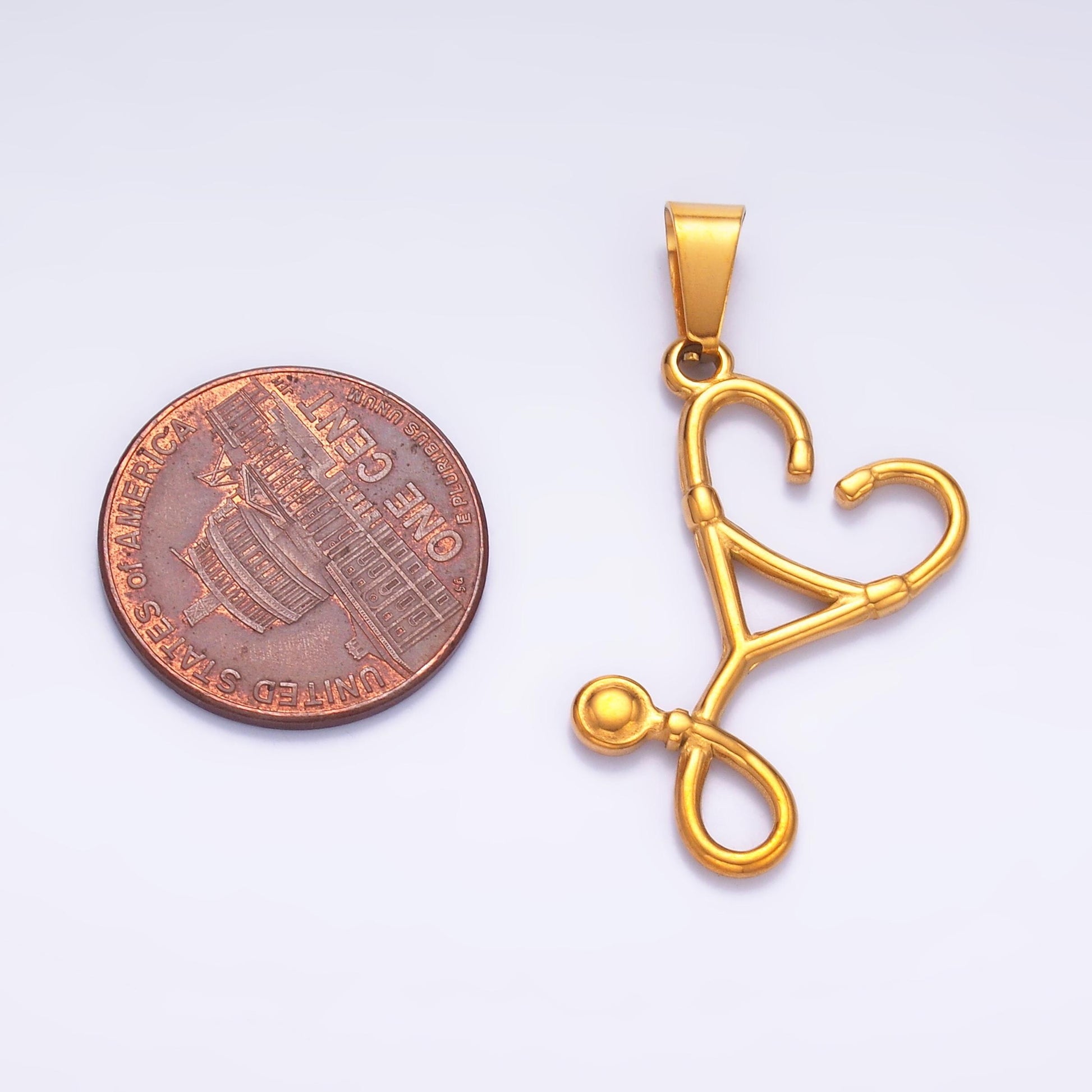 Gold Stethoscope Charms PVD Plating stethoscope Pendant for Nurse Doctor Gift Necklace DIY Jewelry Making Supply P-864