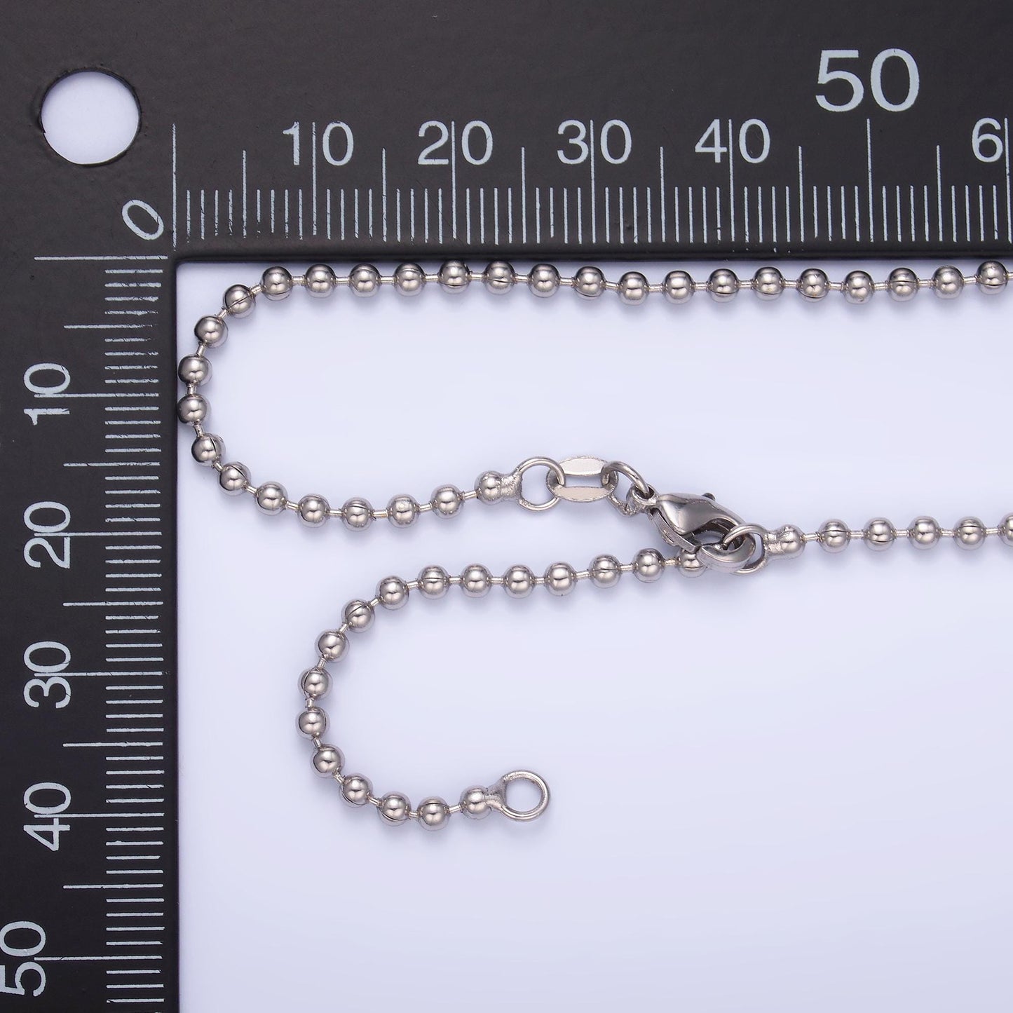 Silver 2.5mm round bead 19.7 inch chain necklace in gold Ready to wear necklace for jewelry making supply WA-3045