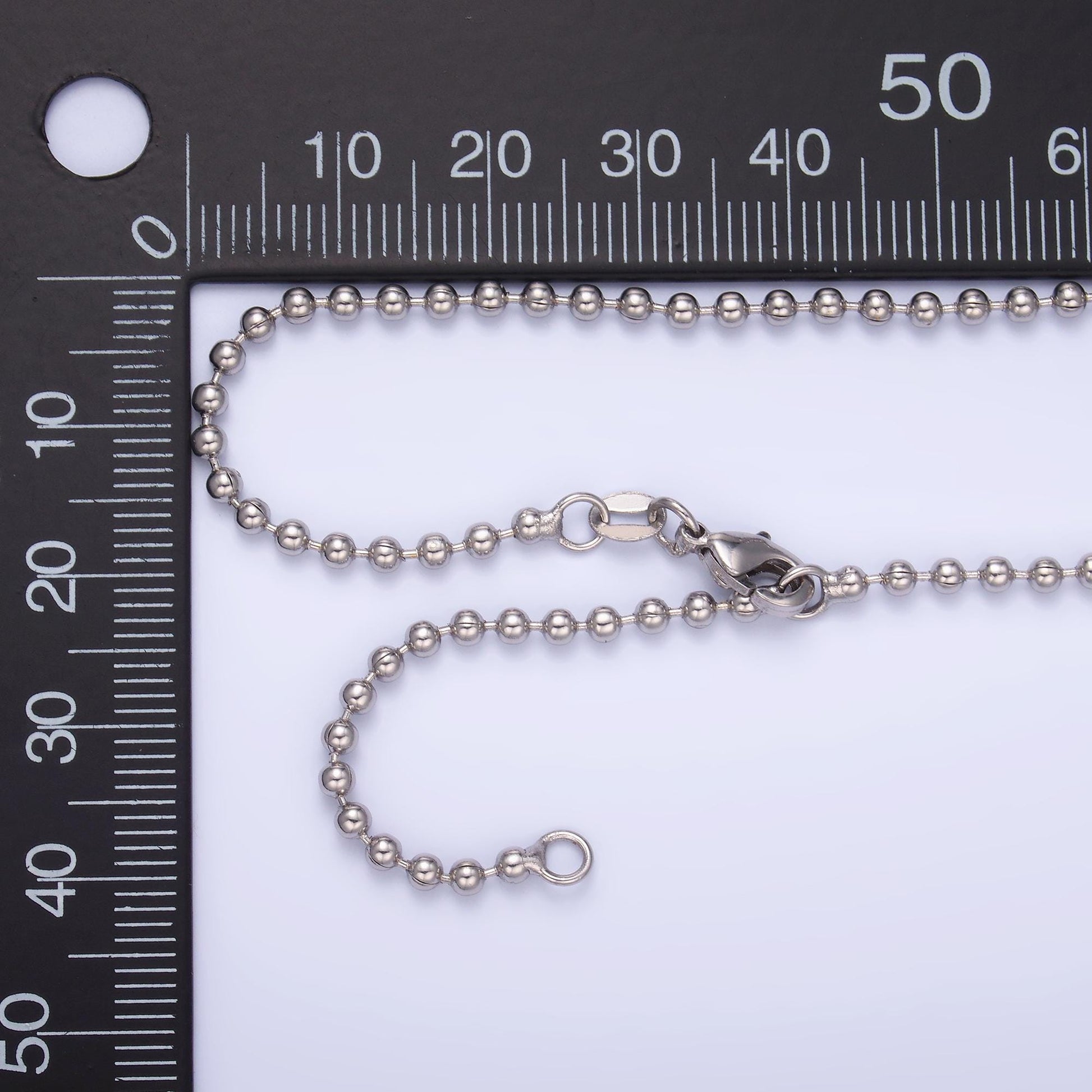 Silver 2.5mm round bead 19.7 inch chain necklace in gold Ready to wear necklace for jewelry making supply WA-3045