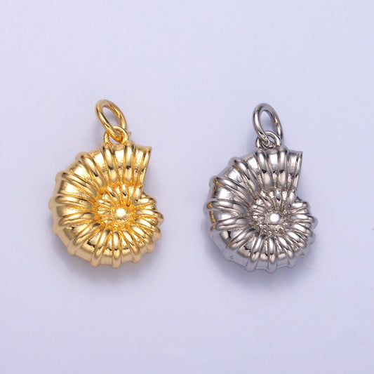 Dainty 24k Gold Filled amanite charms Ammonite Shell Dangle Charm Beach Under the Sea Jewelry Inspired N014