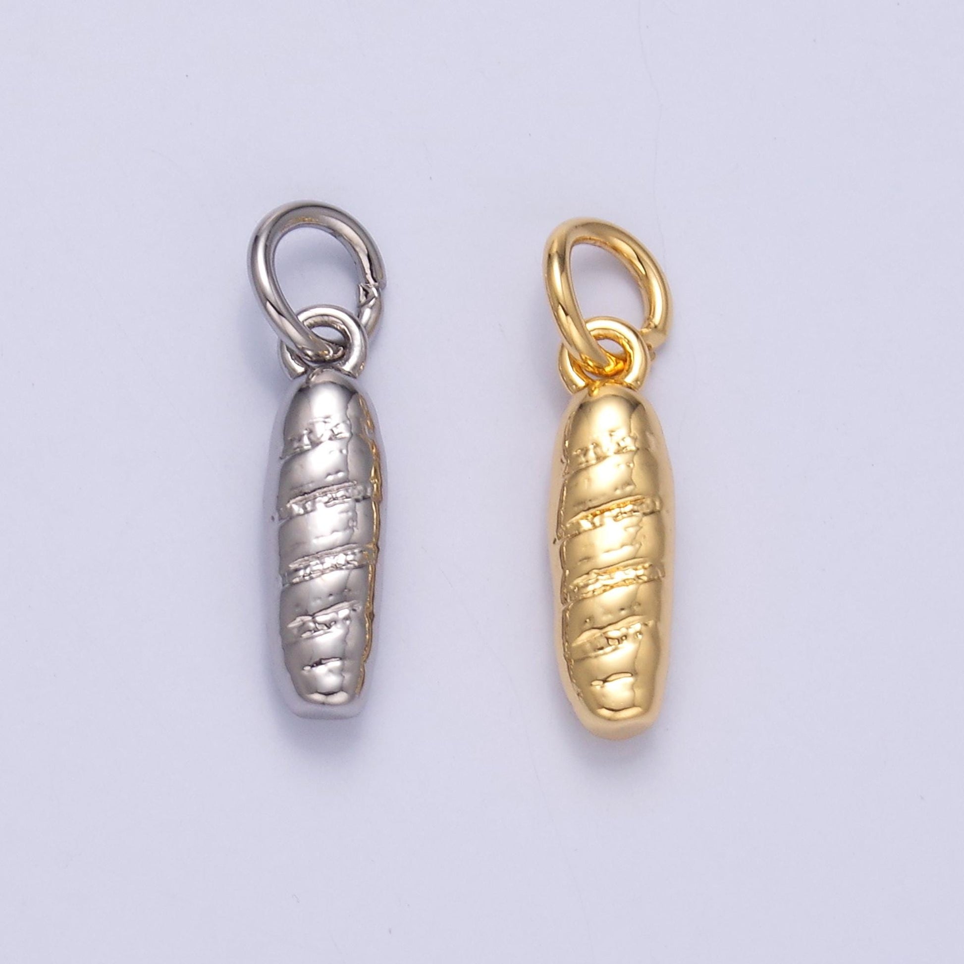 Small gold Baguette charm french Bread Charm lover pendant foodie mix charm for bracelet necklace earring component N017