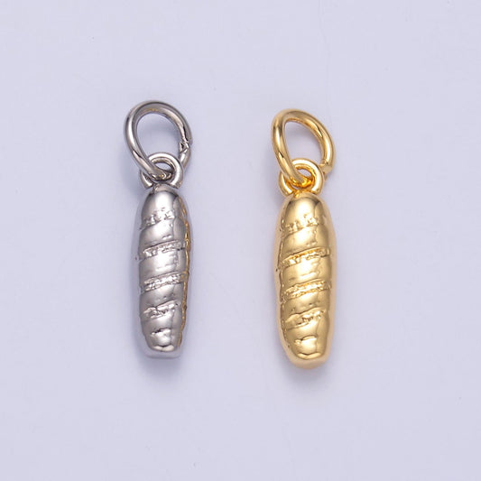 Small gold Baguette charm french Bread Charm lover pendant foodie mix charm for bracelet necklace earring component N017