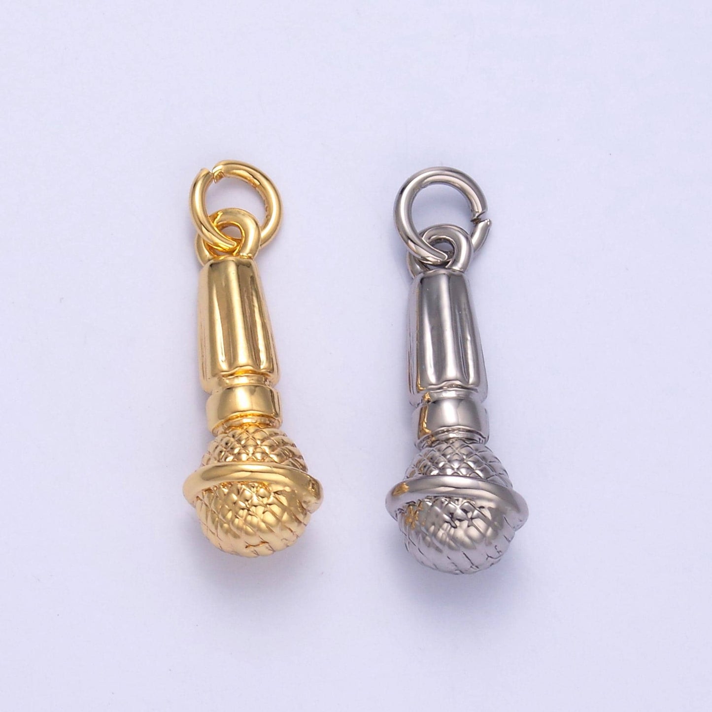 24K Gold Filled Microphone Pendant Dainty Silver Mic Karaoke Singer MC Charm Bracelet Necklace for DIY Jewelry Making Supply