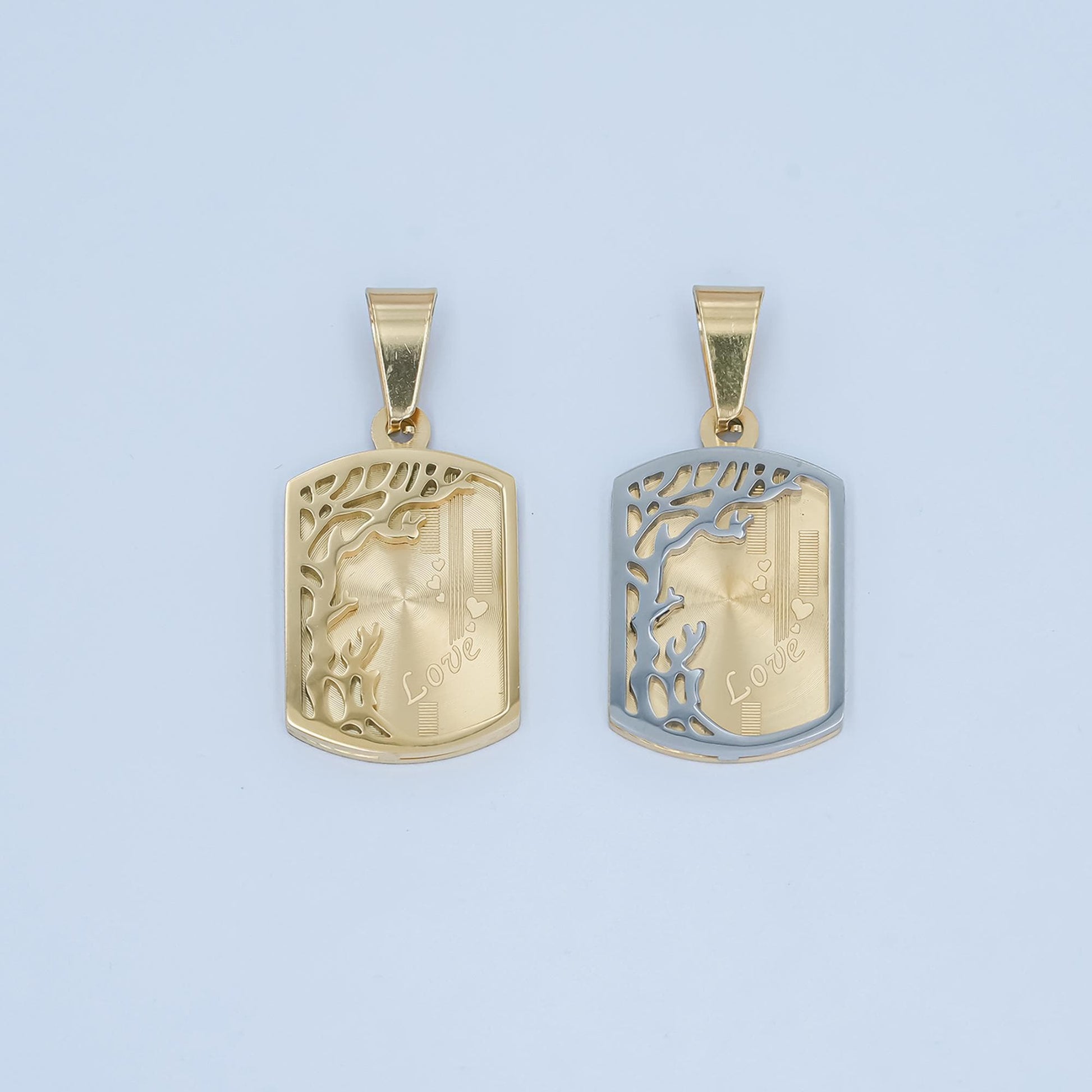 Stainless steel Love Season Military tag pendant in gold & silver | P-930