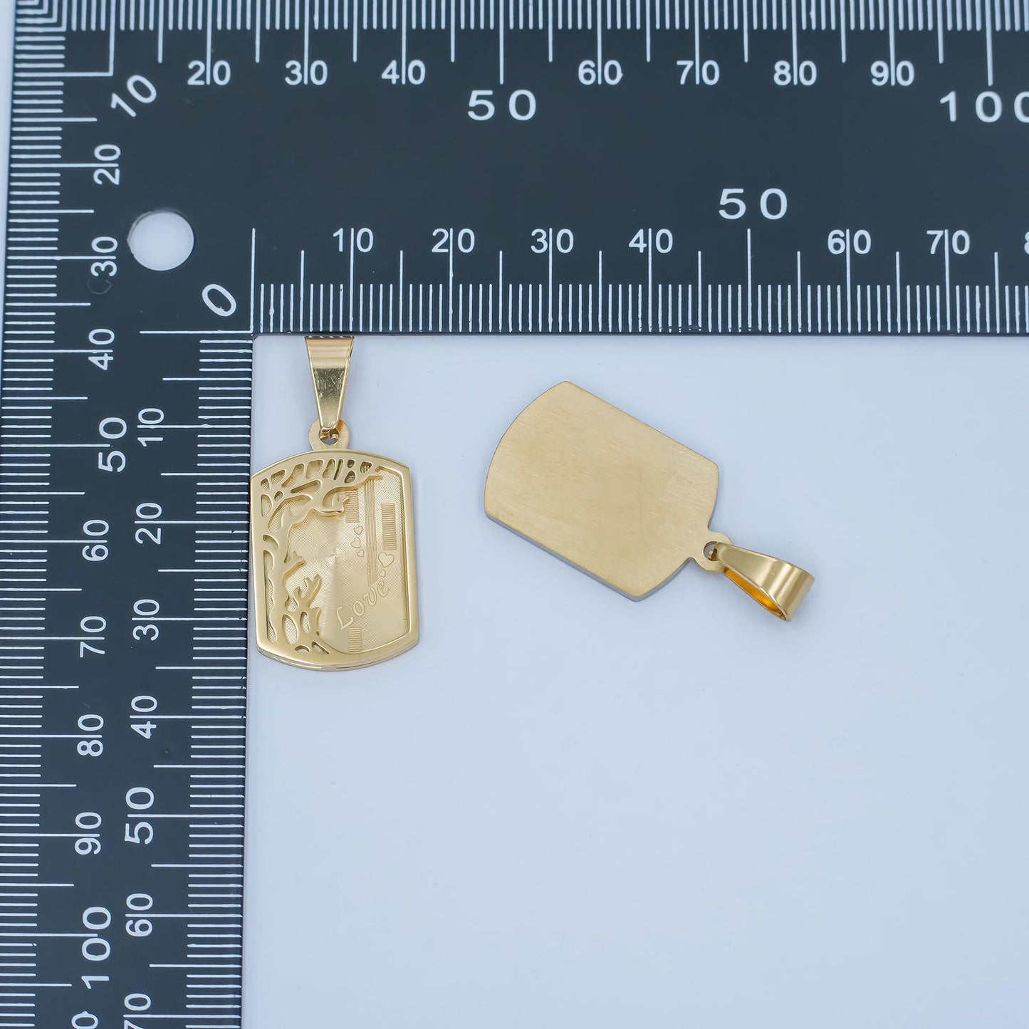 Stainless steel Love Season Military tag pendant in gold & silver | P-930