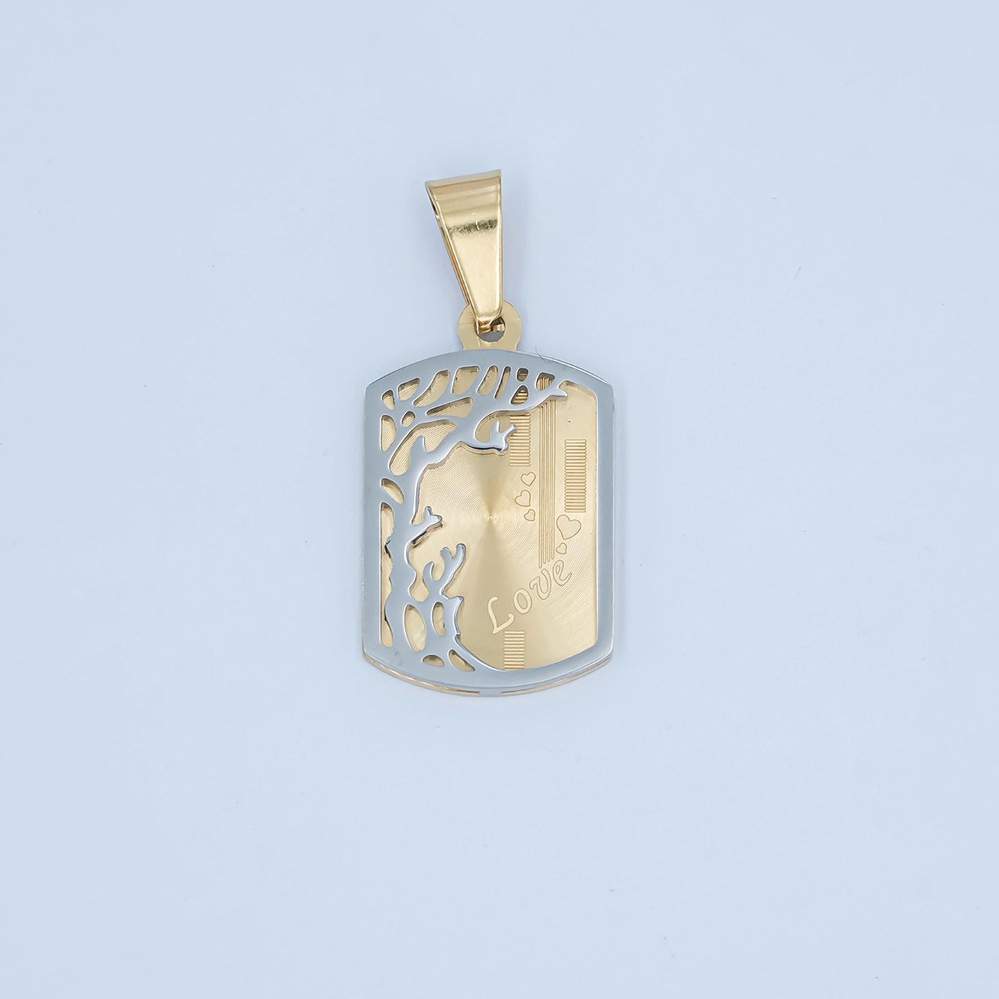 Stainless steel Love Season Military tag pendant in gold & silver | P-930