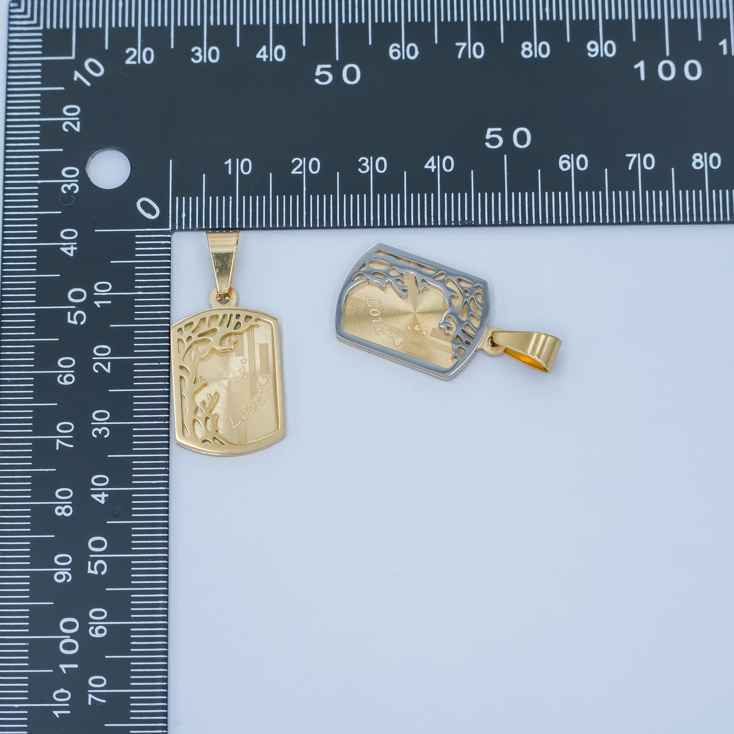 Stainless steel Love Season Military tag pendant in gold & silver | P-930