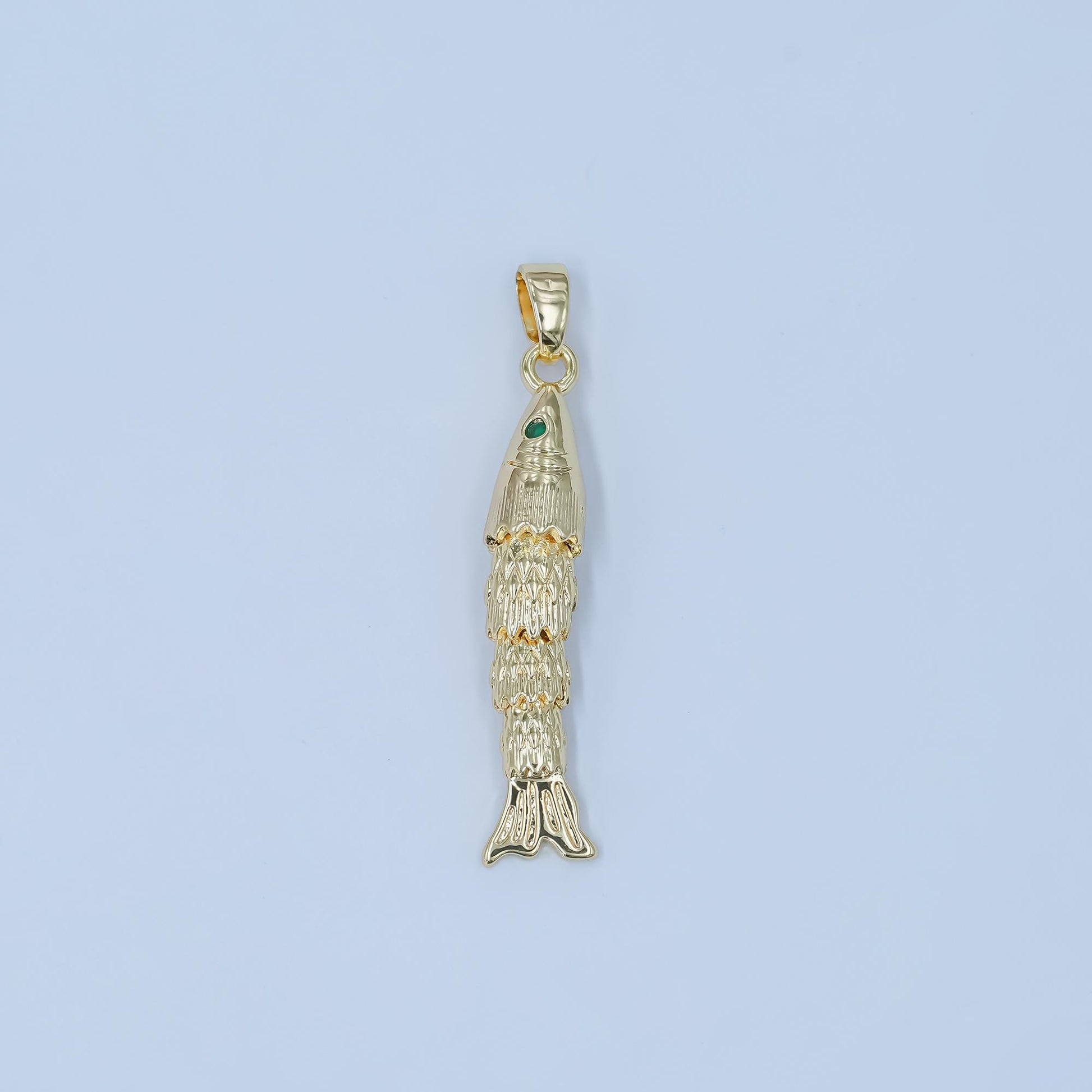 24k gold filled Articulated Fish Pendant Movable Tail Design Vintage Style Fisherman Charm Sardines Fish Unique Sea Life Inspired Jewelry