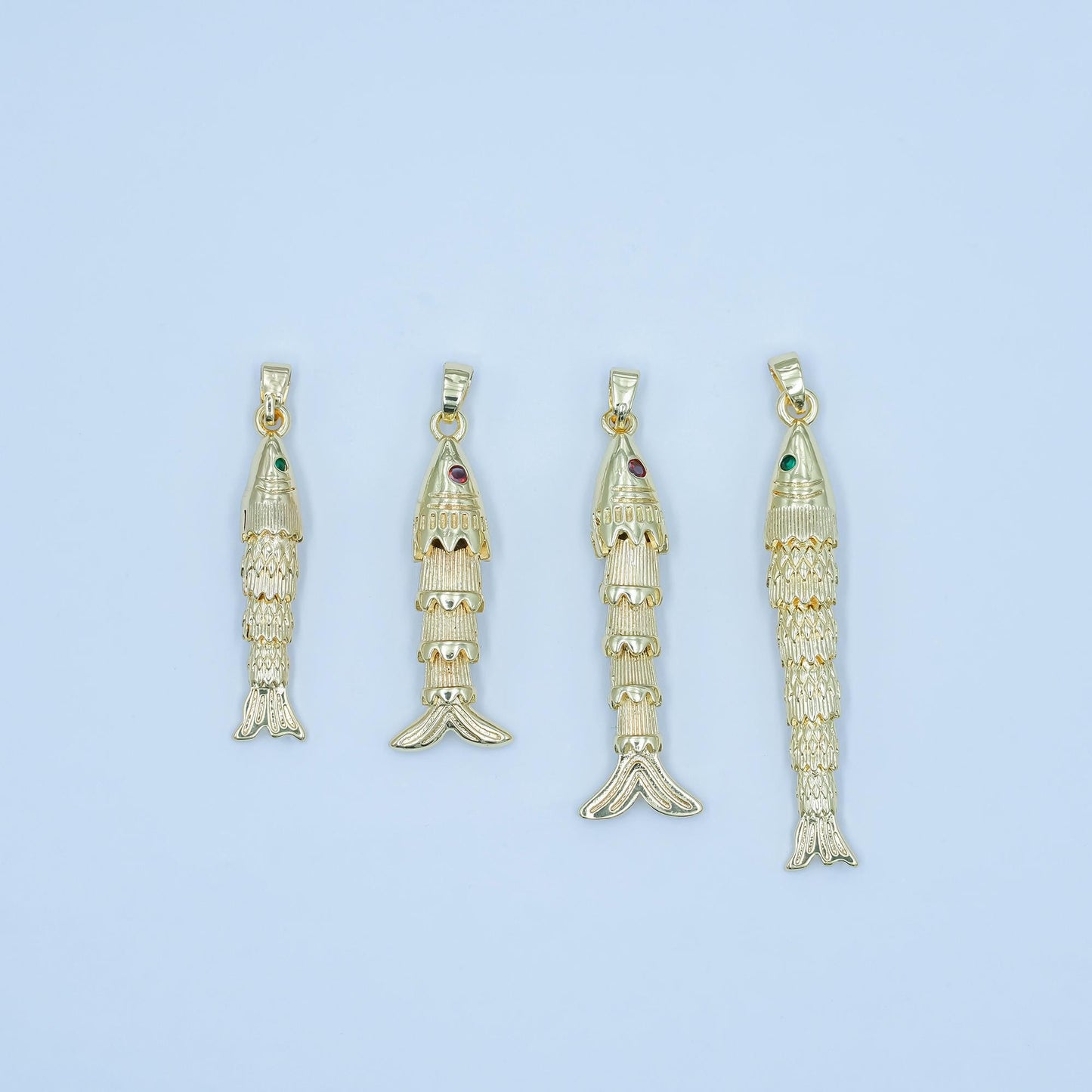 24k gold filled Articulated Fish Pendant Movable Tail Design Vintage Style Fisherman Charm Sardines Fish Unique Sea Life Inspired Jewelry