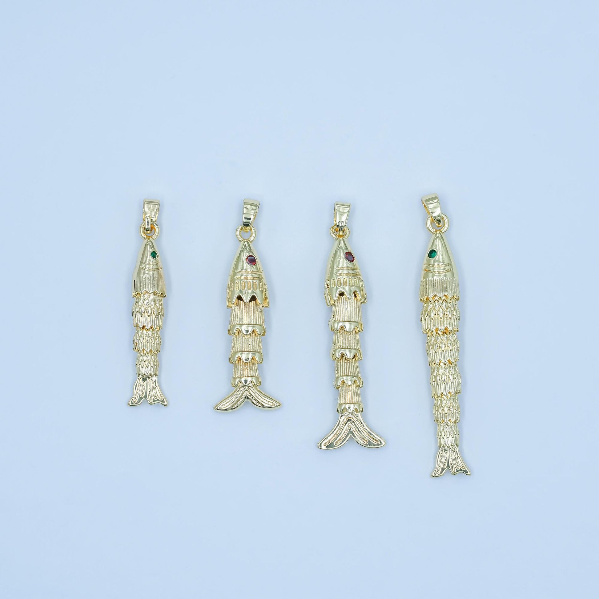 24k gold filled Articulated Fish Pendant Movable Tail Design Vintage Style Fisherman Charm Sardines Fish Unique Sea Life Inspired Jewelry