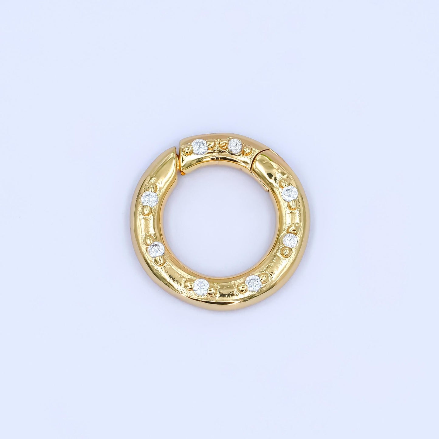 CZ Gold pull gate ring 24k gold filled 12, 14, 16 mm ring charm holder clasp | Z-1051