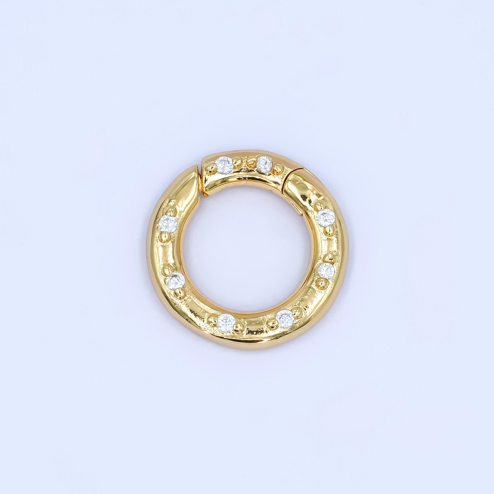 CZ Gold pull gate ring 24k gold filled 12, 14, 16 mm ring charm holder clasp | Z-1051