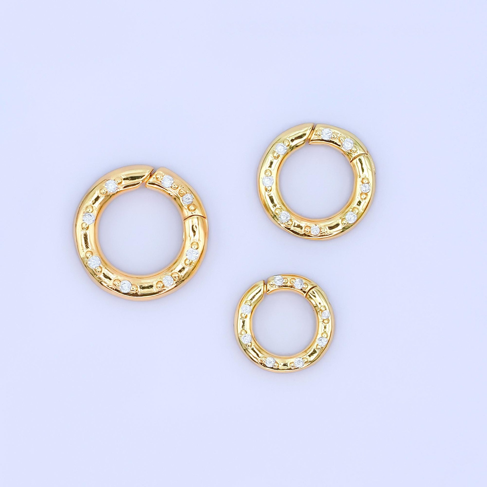 CZ Gold pull gate ring 24k gold filled 12, 14, 16 mm ring charm holder clasp | Z-1051
