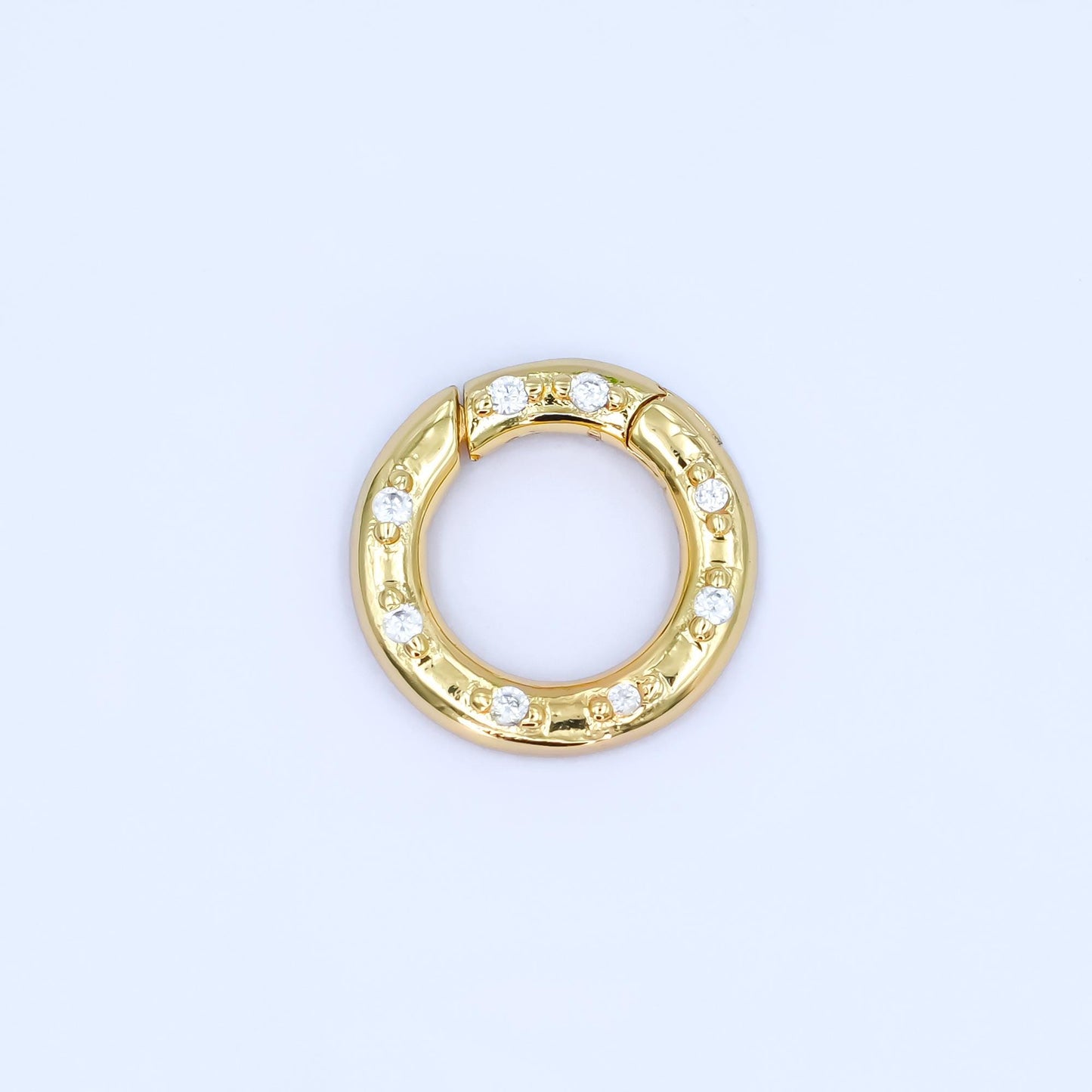 CZ Gold pull gate ring 24k gold filled 12, 14, 16 mm ring charm holder clasp | Z-1051