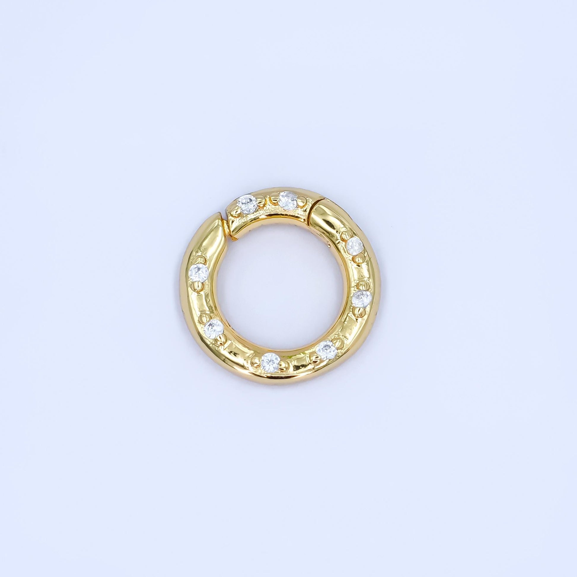 CZ Gold pull gate ring 24k gold filled 12, 14, 16 mm ring charm holder clasp | Z-1051