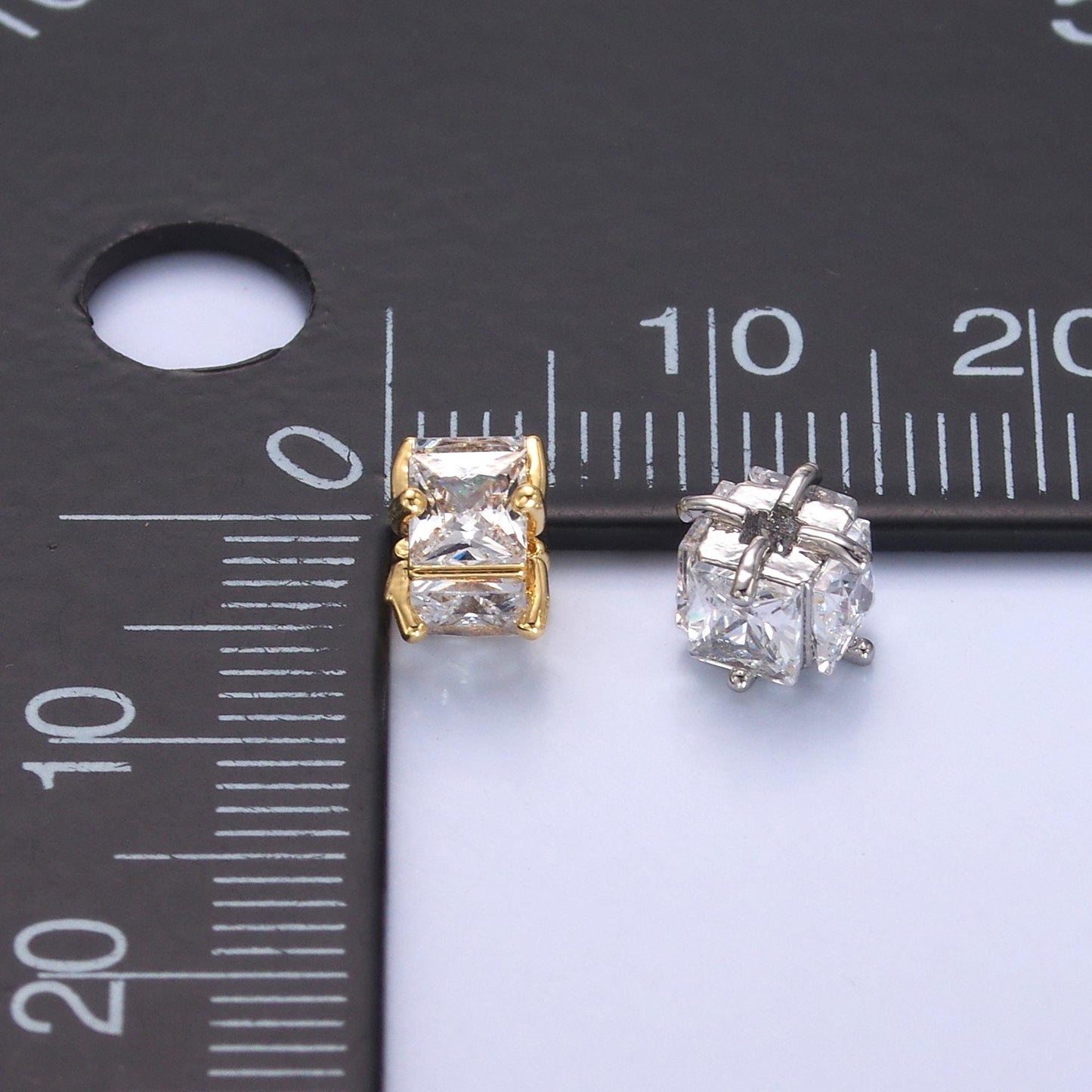 Mini Gold Filled Spacer beads for diy beaded bracelet Necklace jewelry charms Square CZ bead spacer bead size 6.5mm B-641