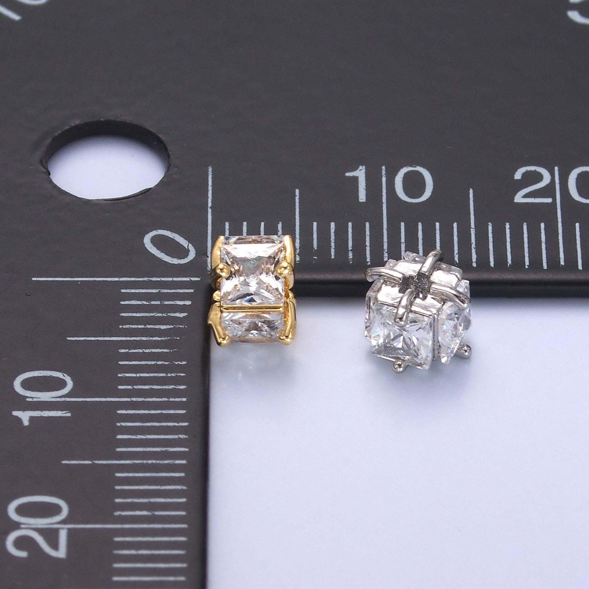 Mini Gold Filled Spacer beads for diy beaded bracelet Necklace jewelry charms Square CZ bead spacer bead size 6.5mm B-641