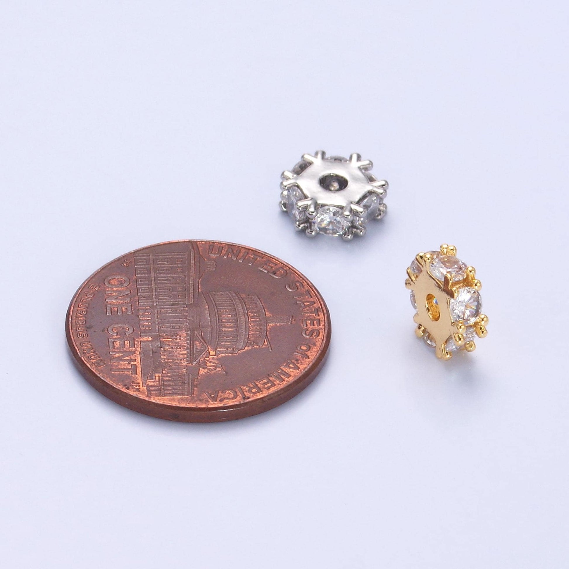 24K Gold Filled CZ Micro Pave Rondelle Small Hole Spacer Beads for Bead Bracelet Charm Necklace B635