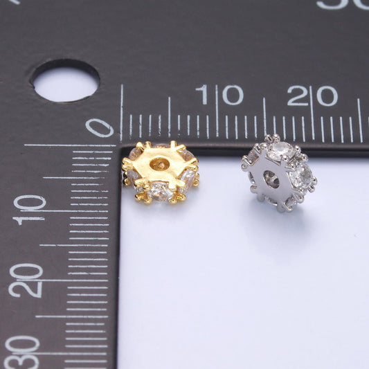 24K Gold Filled CZ Micro Pave Rondelle Small Hole Spacer Beads for Bead Bracelet Charm Necklace B635