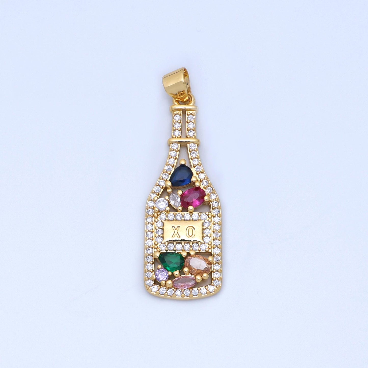 Dainty Cubic XO bottle charm Multi Color CZ Alcohol Cognac Drink Bottle for bracelet necklace charm pendant minimalist jewelry making AA1454