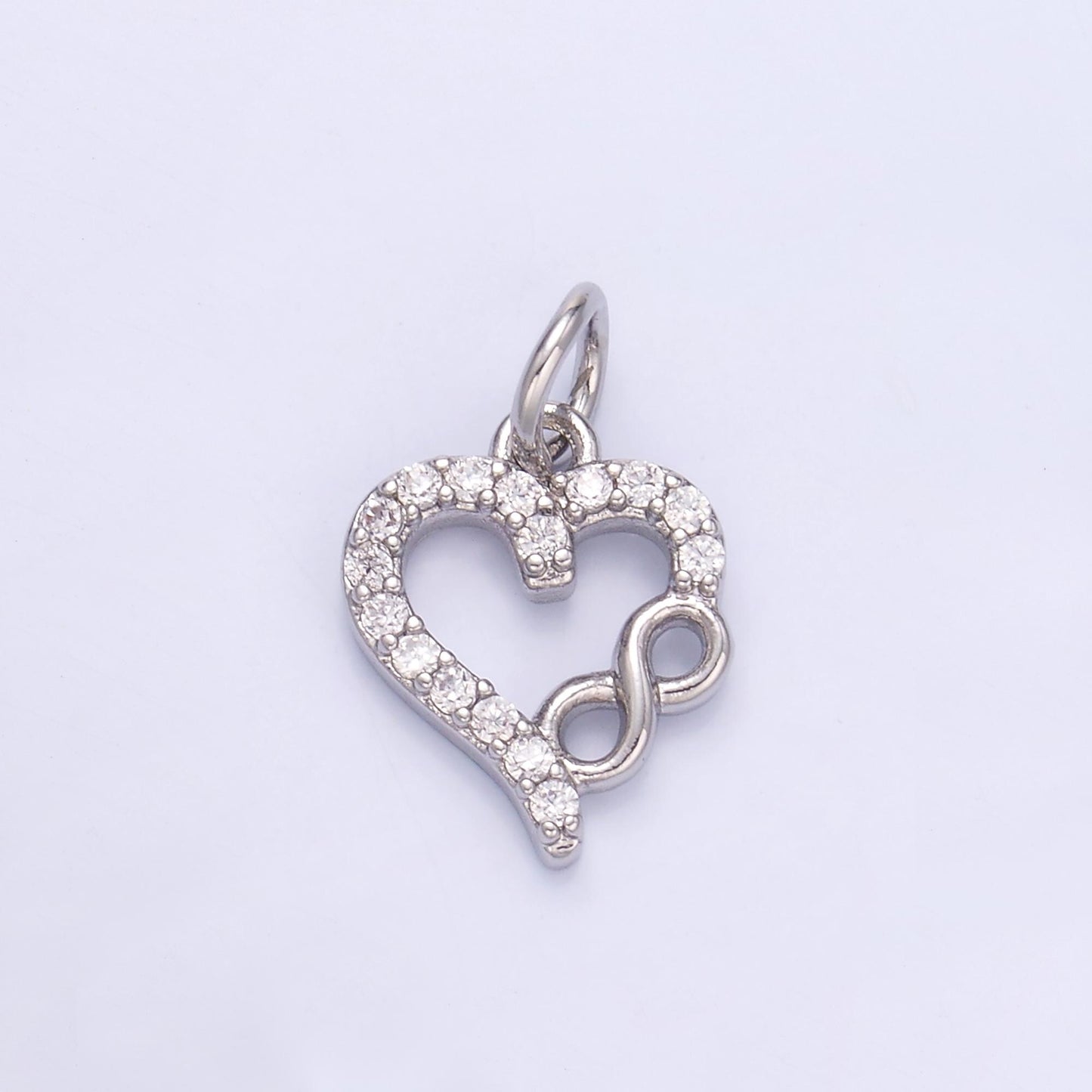 14k gold filled Infinity Cubic open heart charm in gold & silver | N023