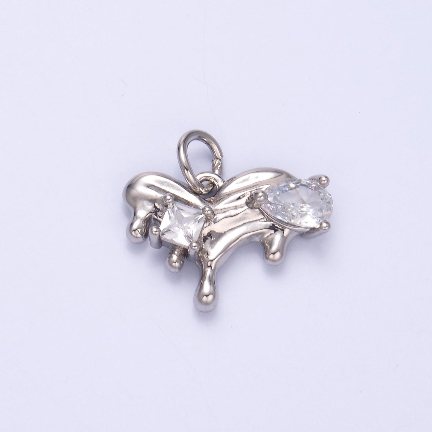 14k gold filled Molten Gold Drip heart charm in gold & silver | N-020