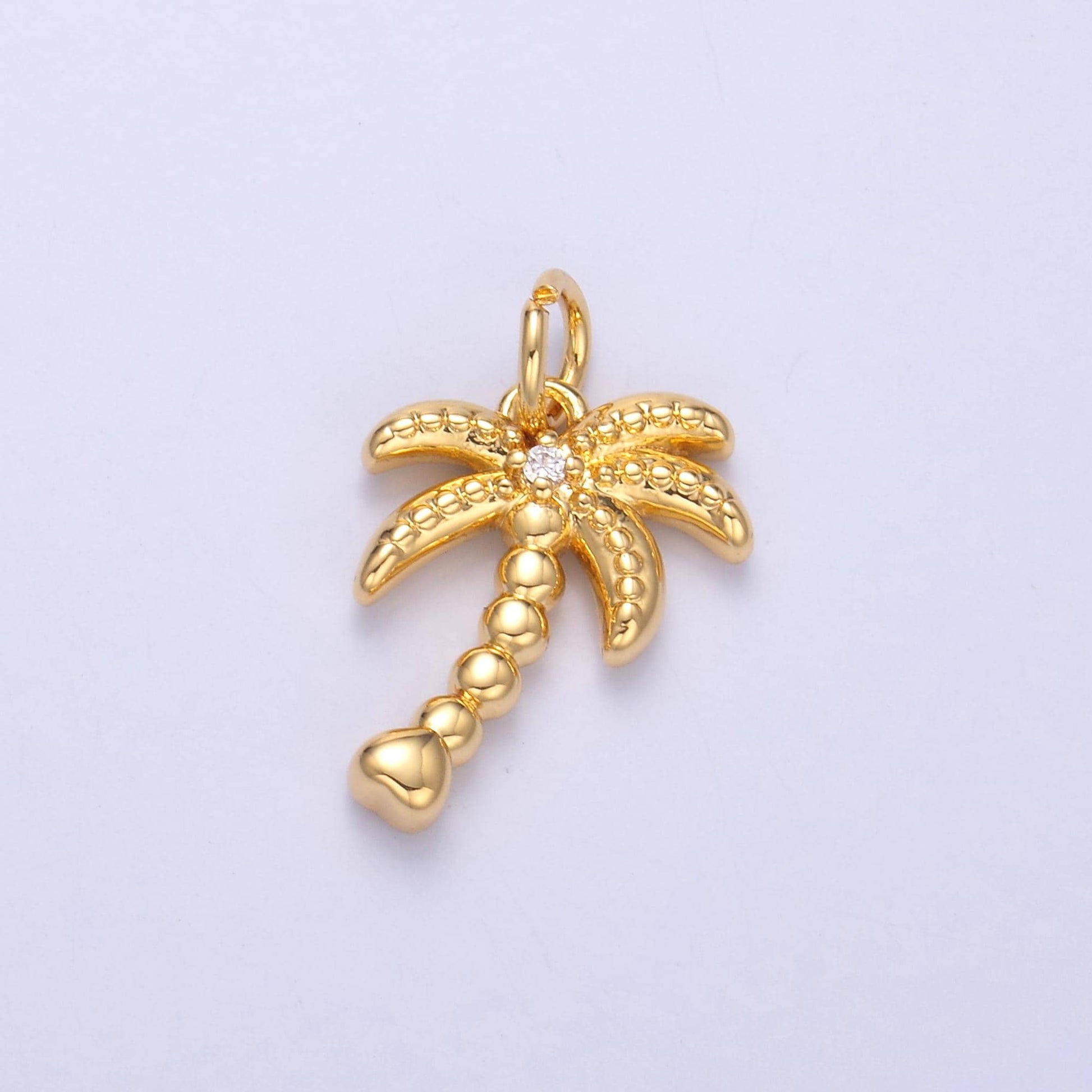 Mini Cubic Zirconia palm tree in gold filled dainty beach pendant necklace earring bracelet charm for jewelry making supply N019