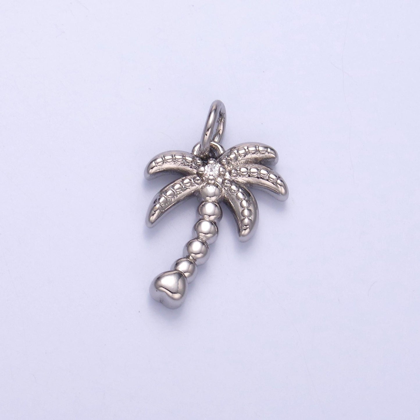 Mini Cubic Zirconia palm tree in gold filled dainty beach pendant necklace earring bracelet charm for jewelry making supply N019