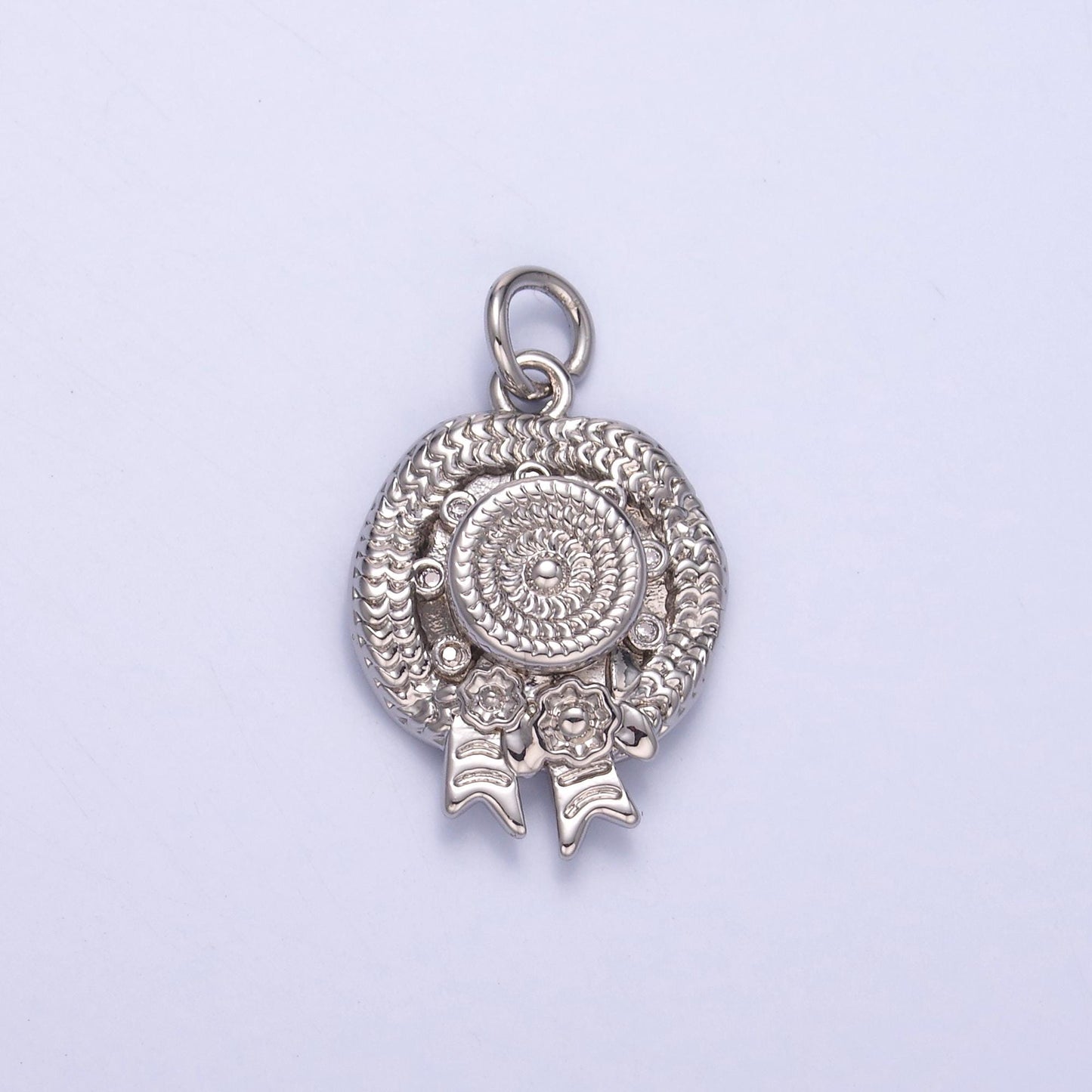 Dainty Gold Straw Hat Ribbon Charm Summer Beach Girl hat ribbon Pendant for Bracelet Necklace N-015