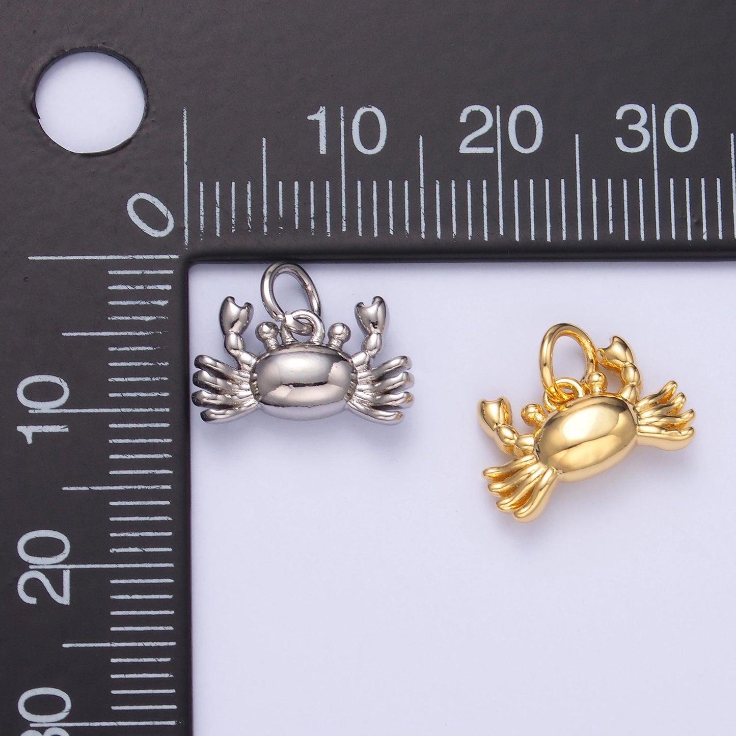 Mini Gold Crab Charm Silver King Crab Bracelet Charm Beach Ocean Underwater animal N-021