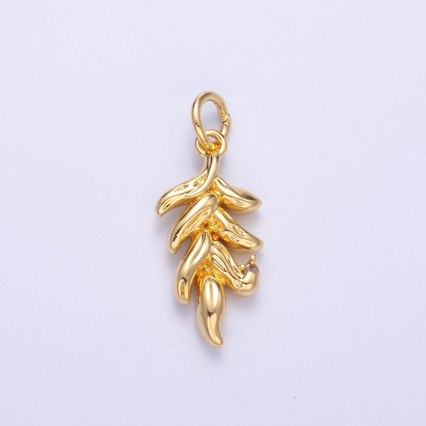 24k Gold Filled Cute Dainty Leaf Pendant, Gold Leaf Flora Charm Bracelet | n-022