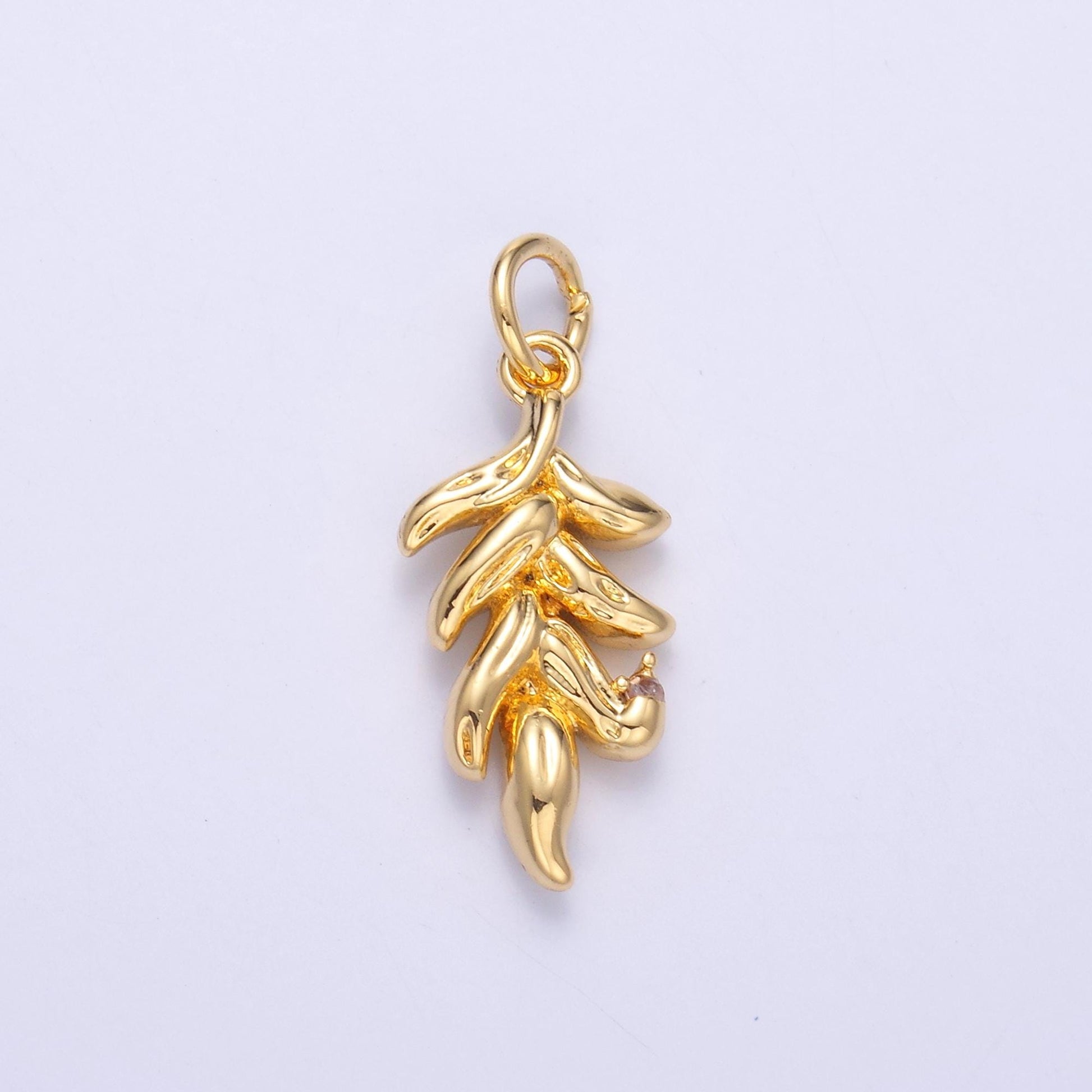 24k Gold Filled Cute Dainty Leaf Pendant, Gold Leaf Flora Charm Bracelet | n-022